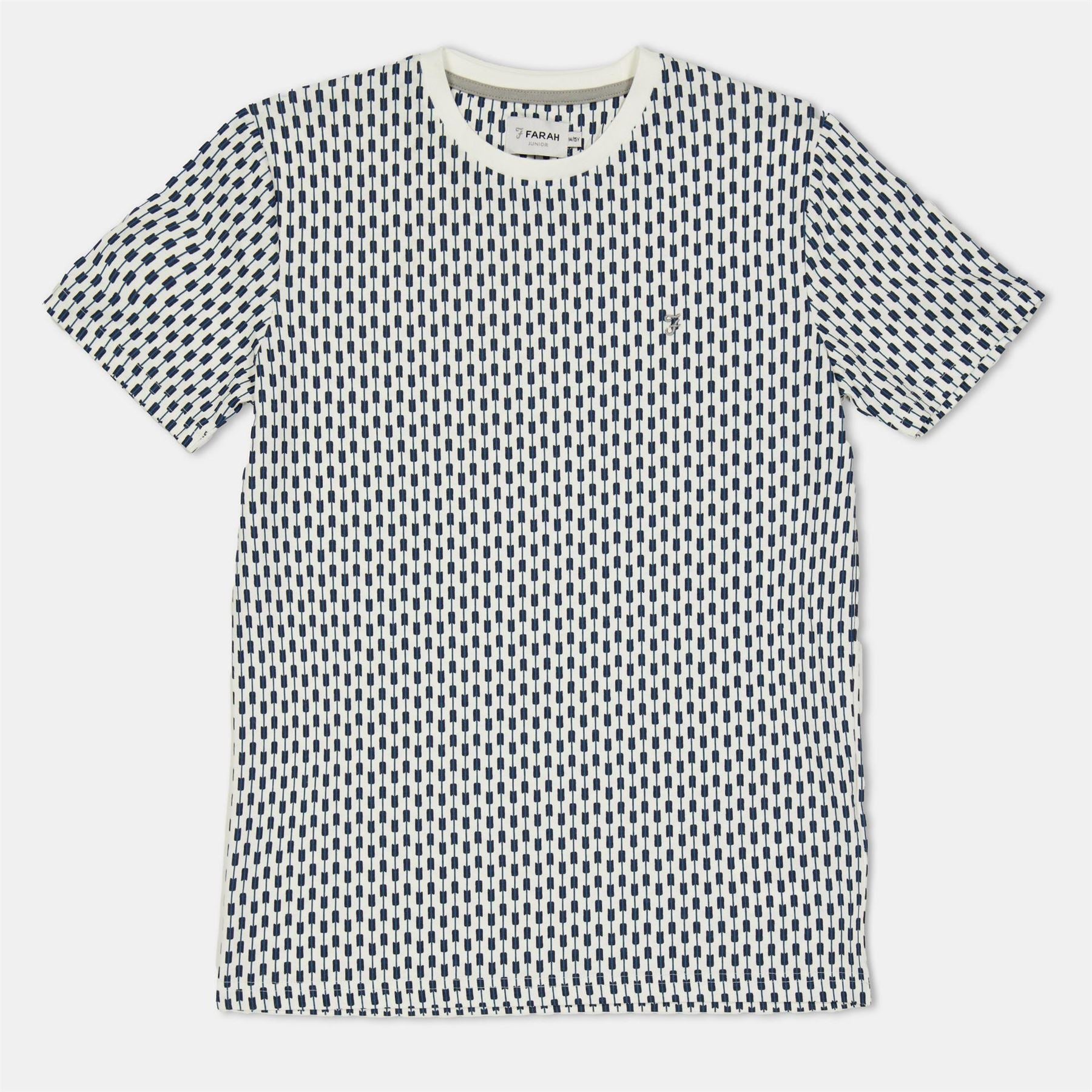 Farah Embroidered Geo Print Crew Neck Short Sleeve Jersey T-Shirt