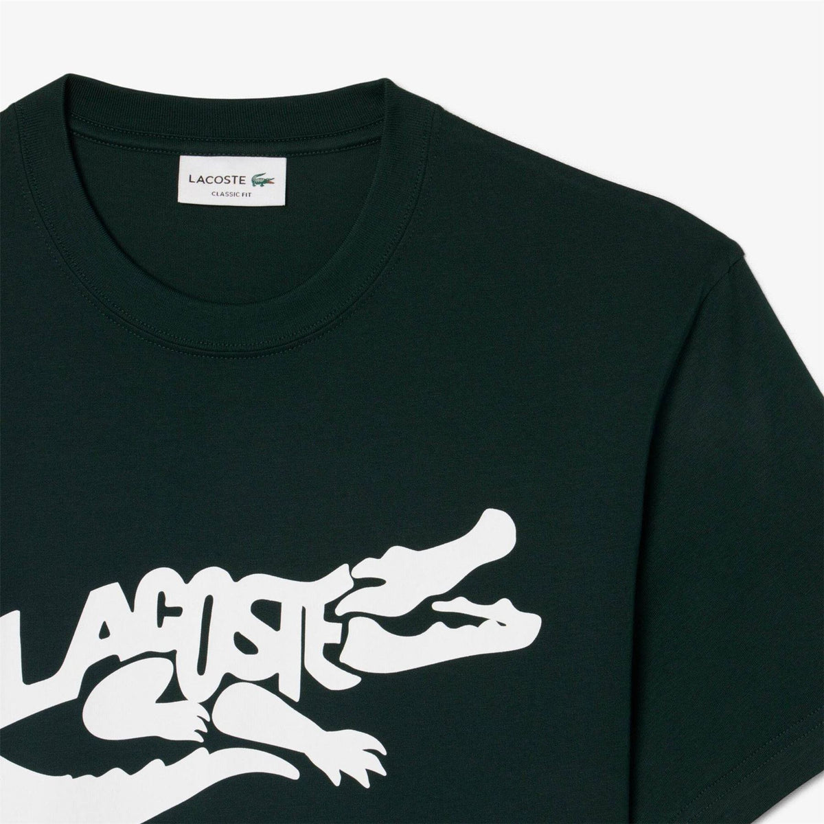 Lacoste Script Crocodile Print Crew Neck Short Sleeve T-Shirt