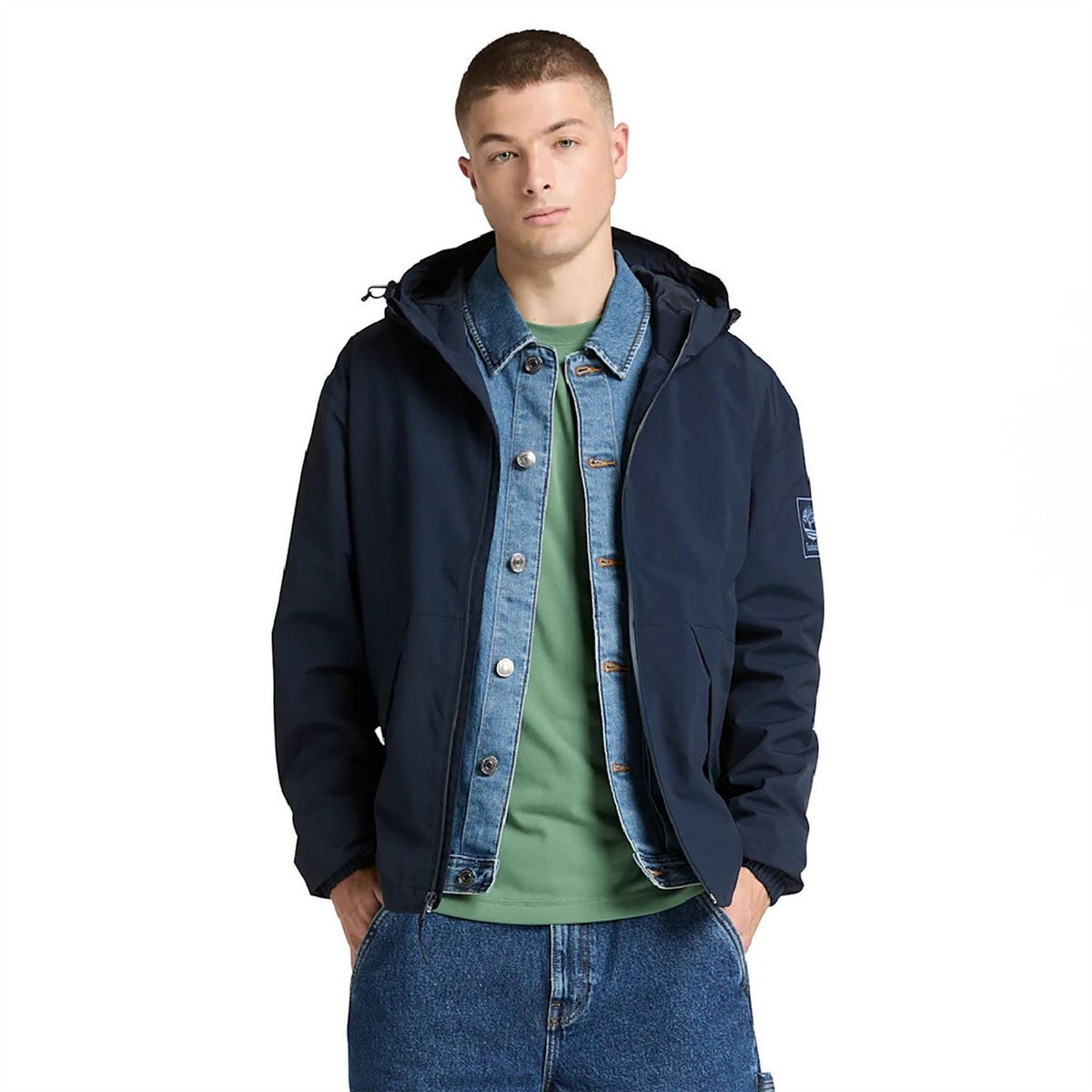Timberland Winnick Solid Patterned Hooded Shell Jacket