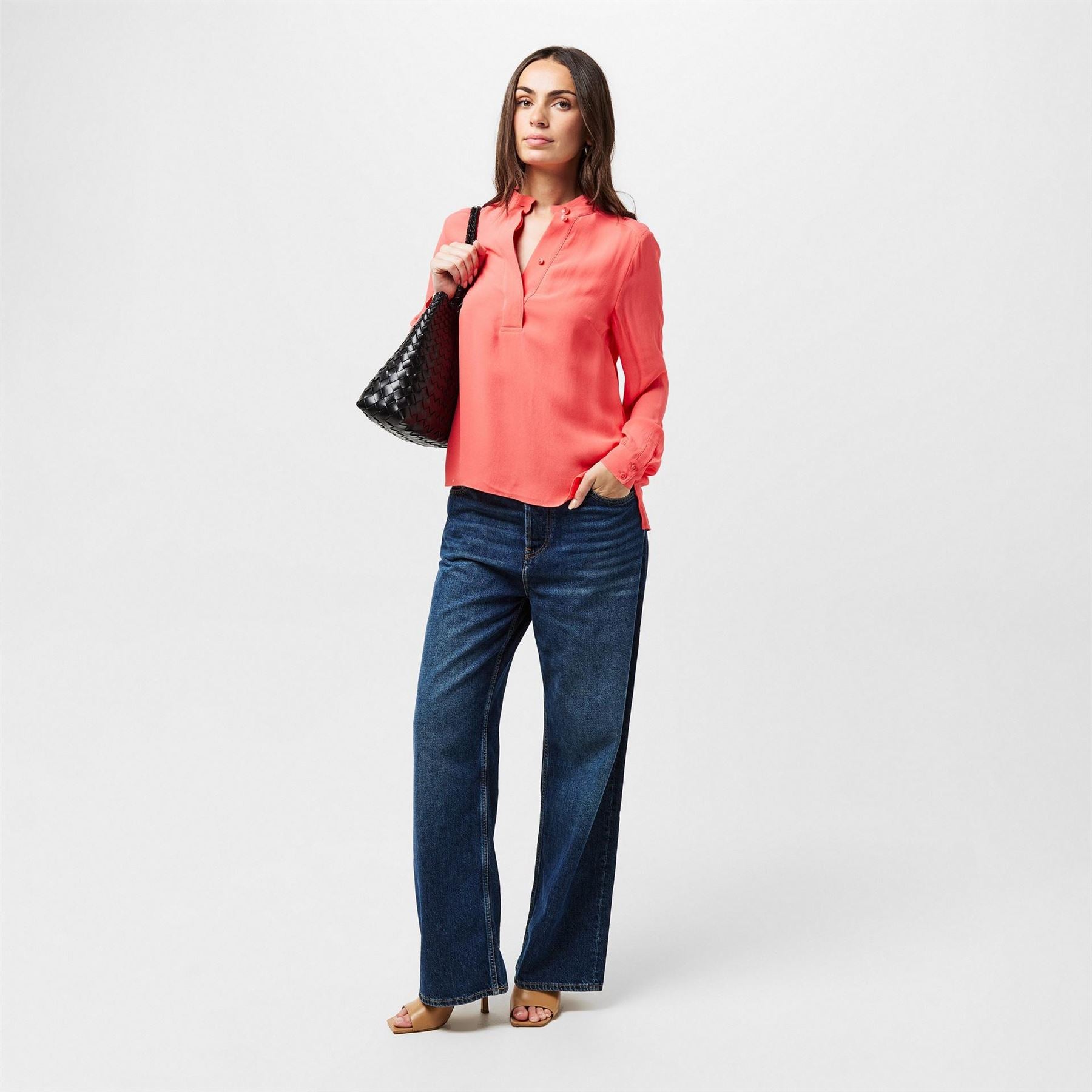 Ted Baker Relaxed Fit Band Collar Long Sleeve Cuff Shirt