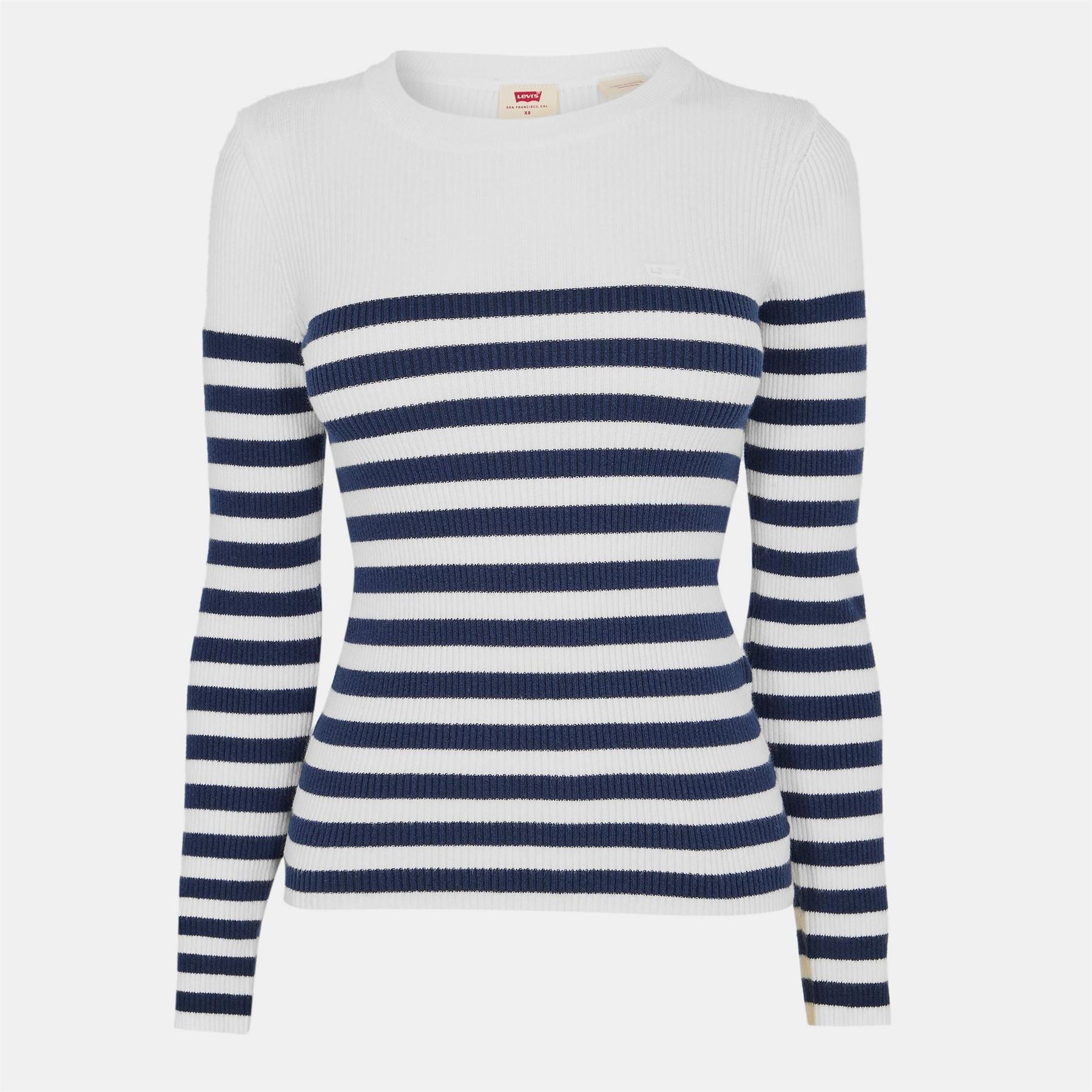 Levis Ribbed Collar Crew Neck Long Sleeve Sweater