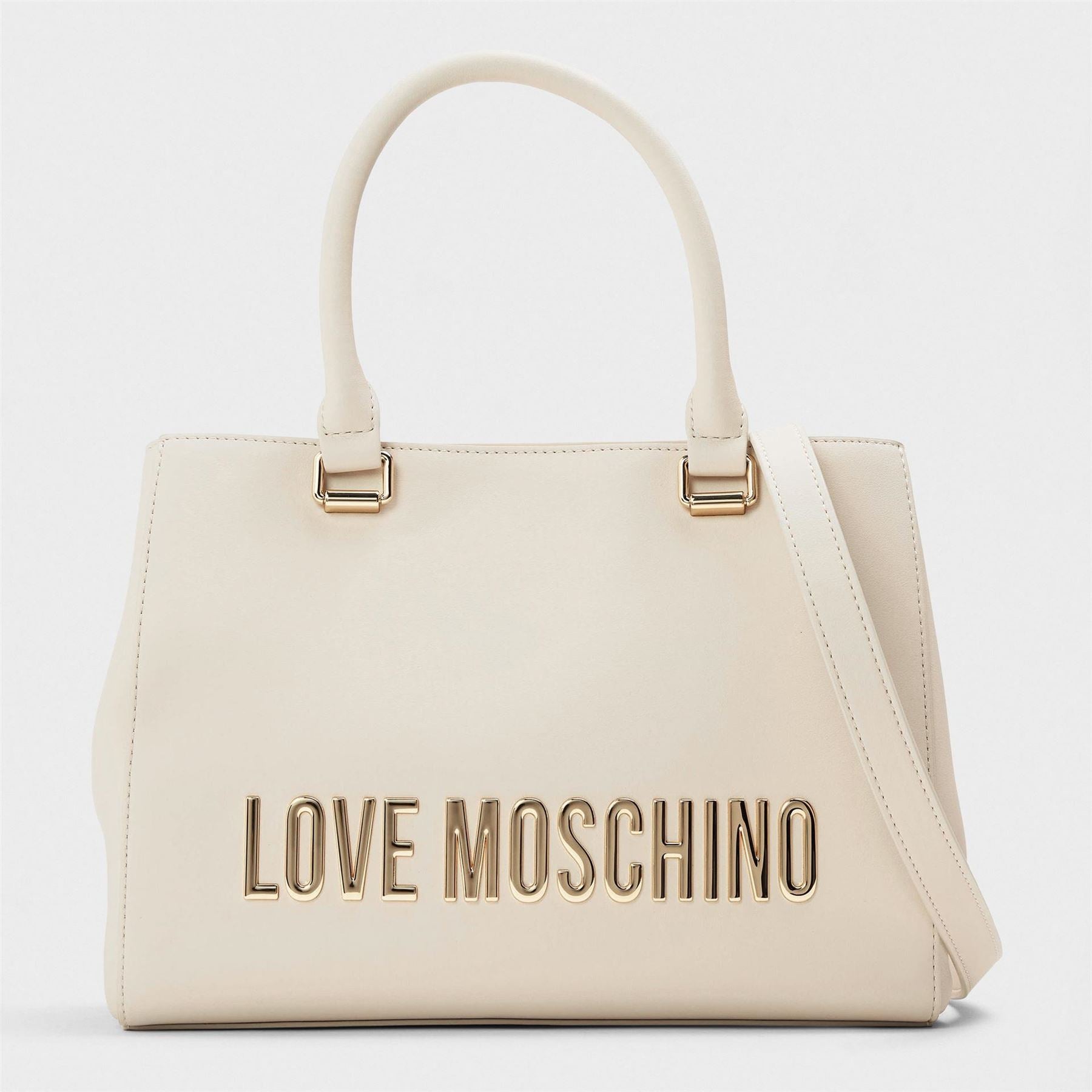 Love Moschino Bold Love Trapezoid Tote with Gold Tone Hardware