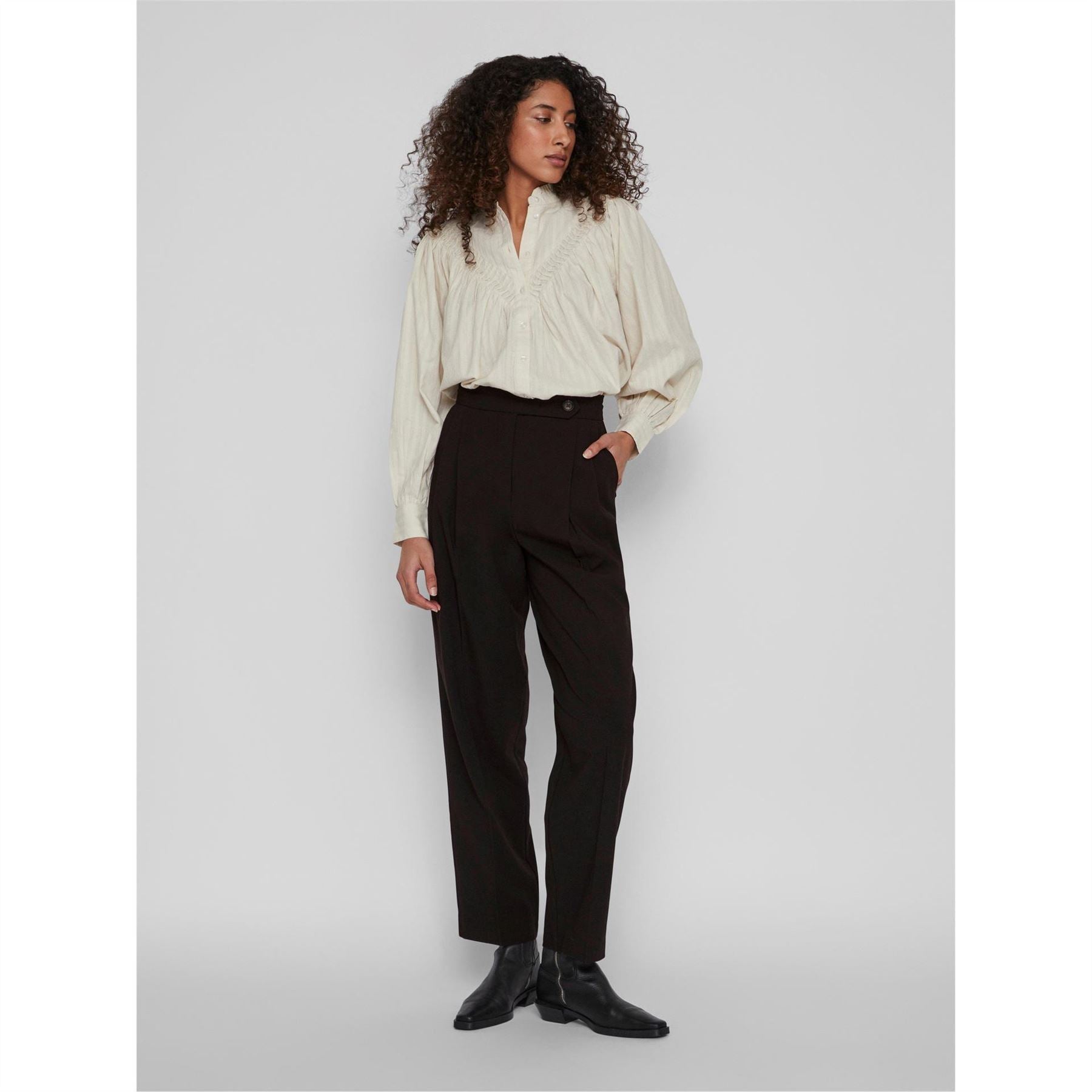 Vila Vclry Pleat Straight Trousers