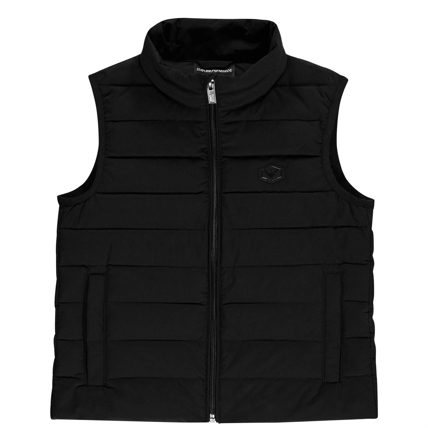 Emporio Armani Badge Logo Duck Down Funnel Neck Gilet