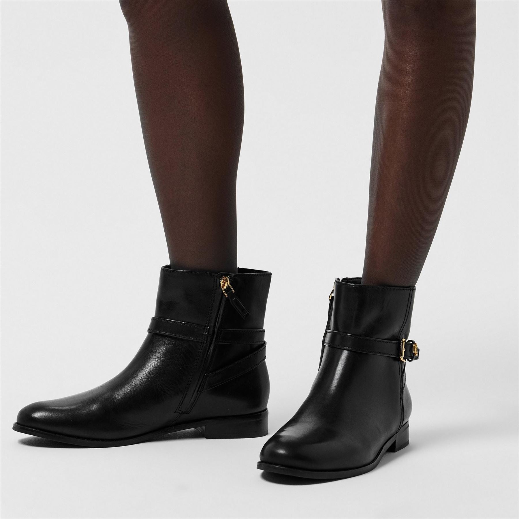 Lauren by Ralph Lauren Real Leather Brook Flat Ankle Boot