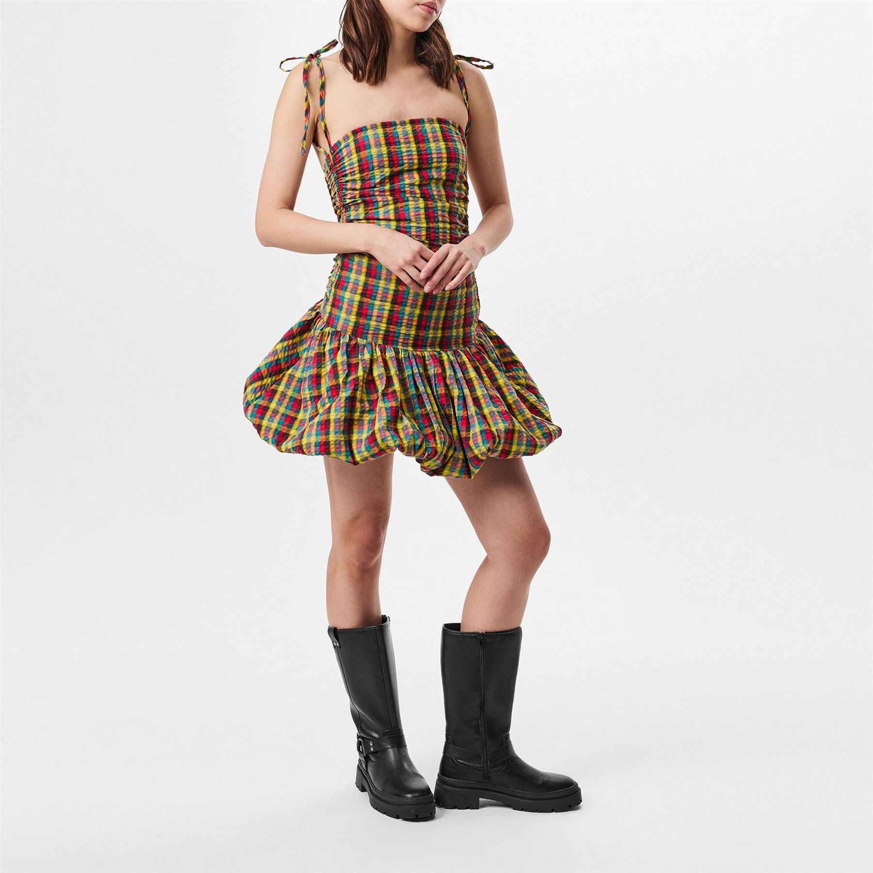 AmyLynn Ultra Square Neck Mini Peplum Dress