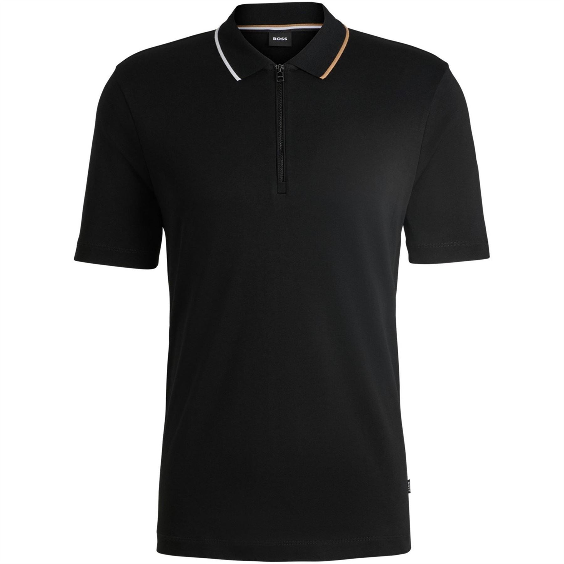 Boss Paras Quarter Zip Cotton Short Sleeve Polo Shirt