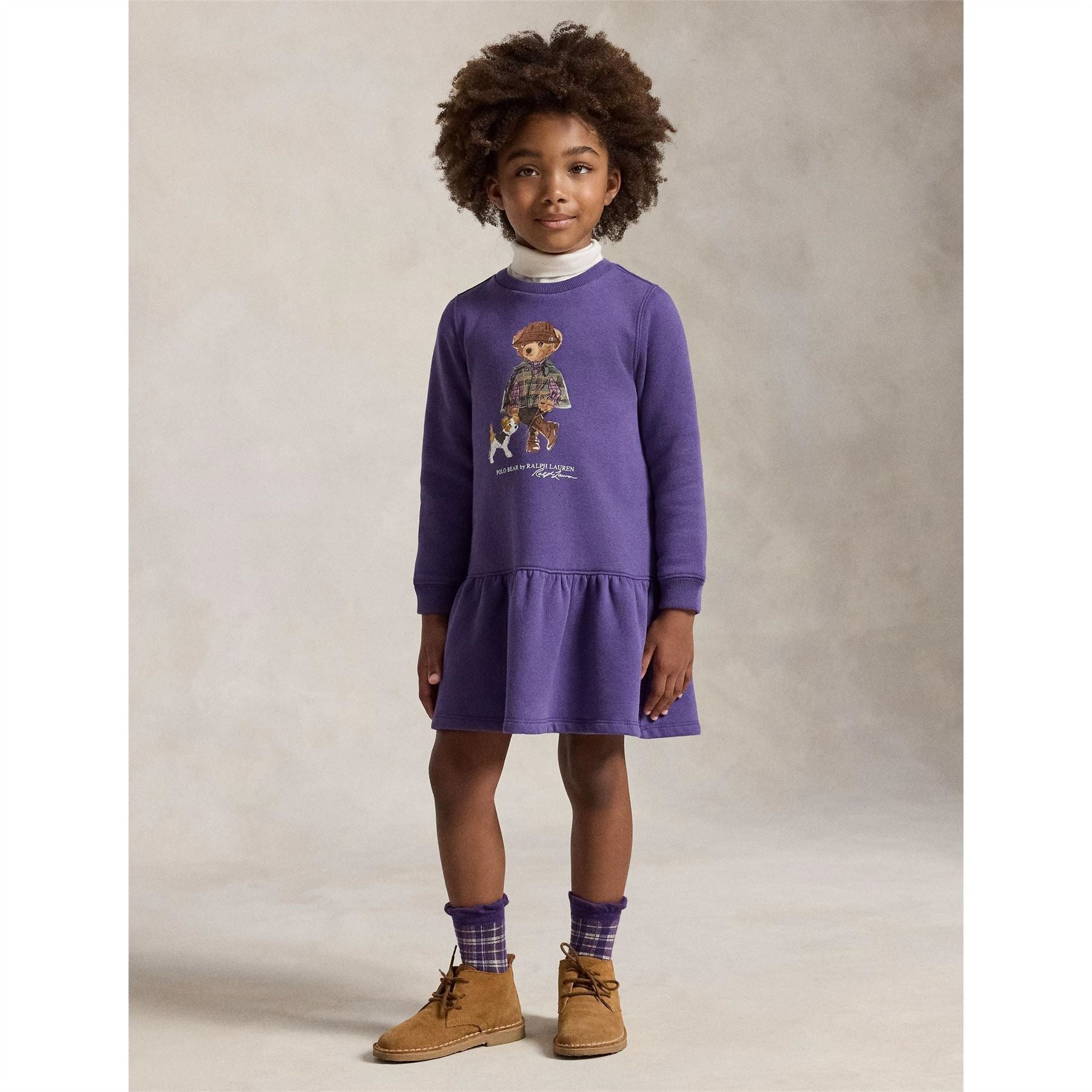 Polo Ralph Lauren Bear Long Sleeve Cotton Fleece Jumper Dress