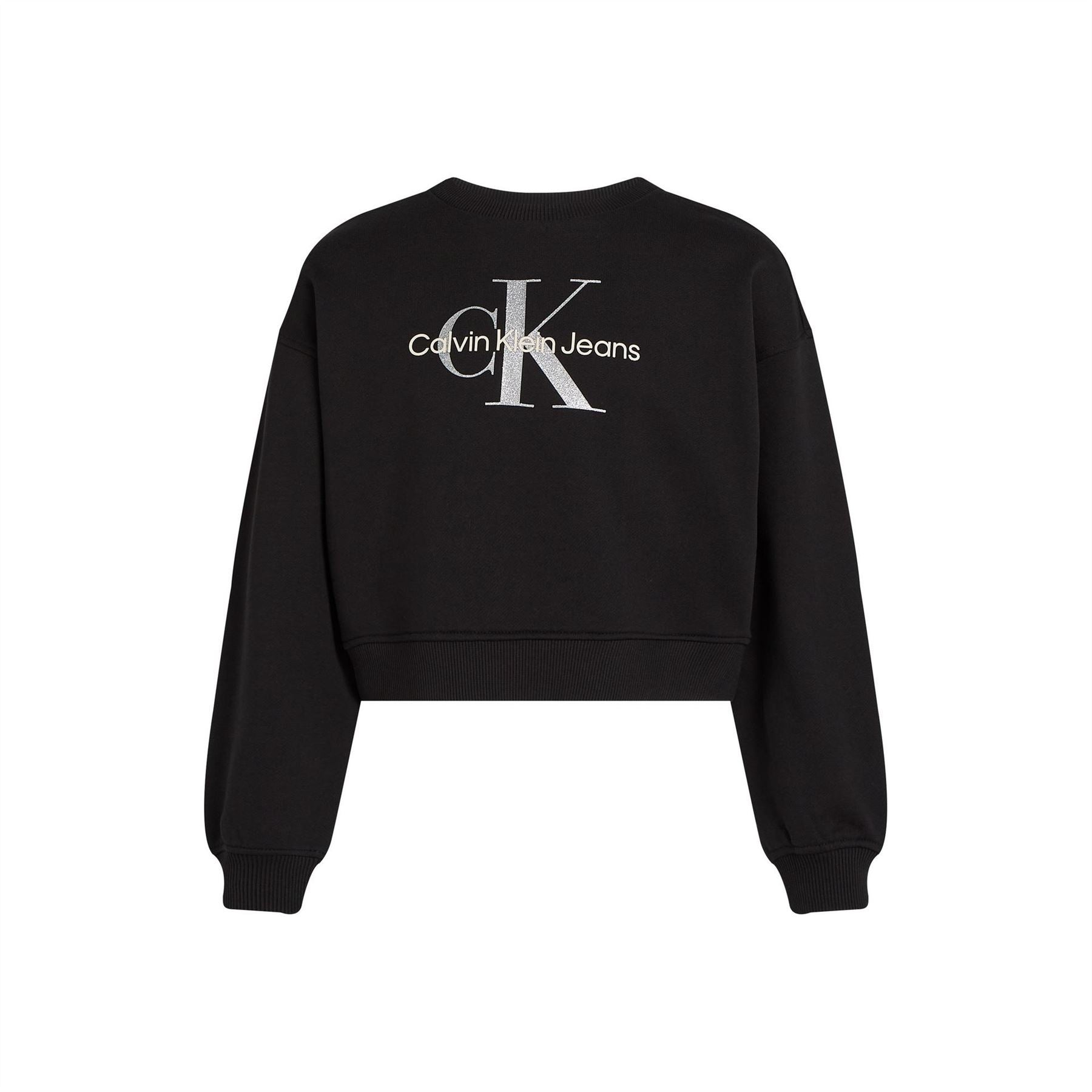 Calvin Klein Jeans Glitter Logo Print Cropped Sweatshirt