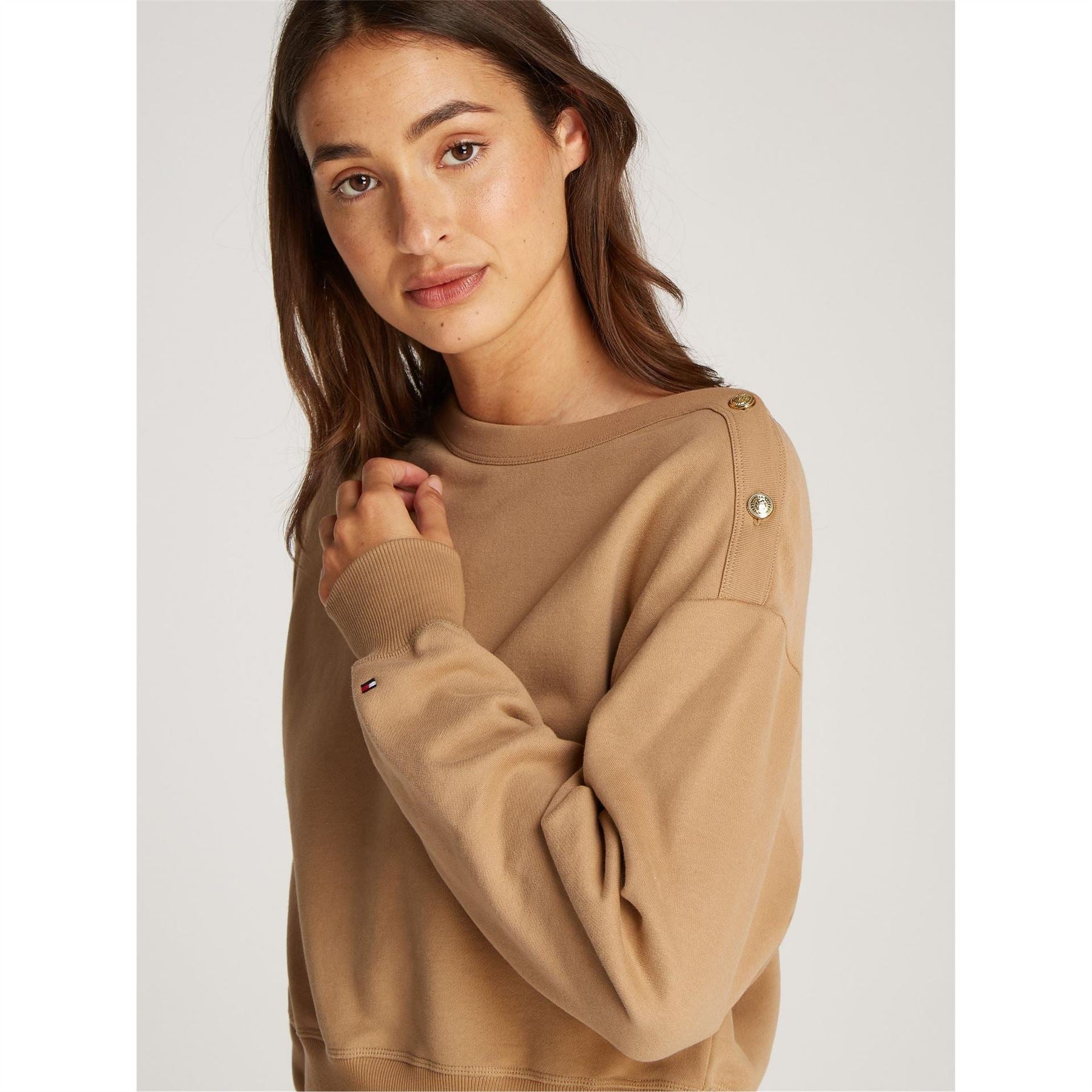 Tommy Hilfiger Gold Button Boat Neck Sweatshirt