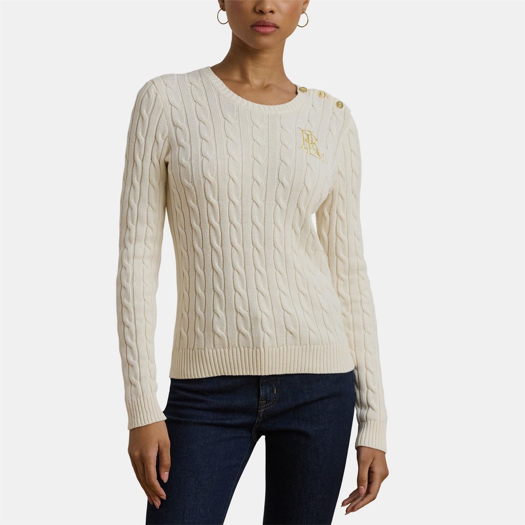 Lauren by Ralph Lauren Trim Cable Knit Jumper