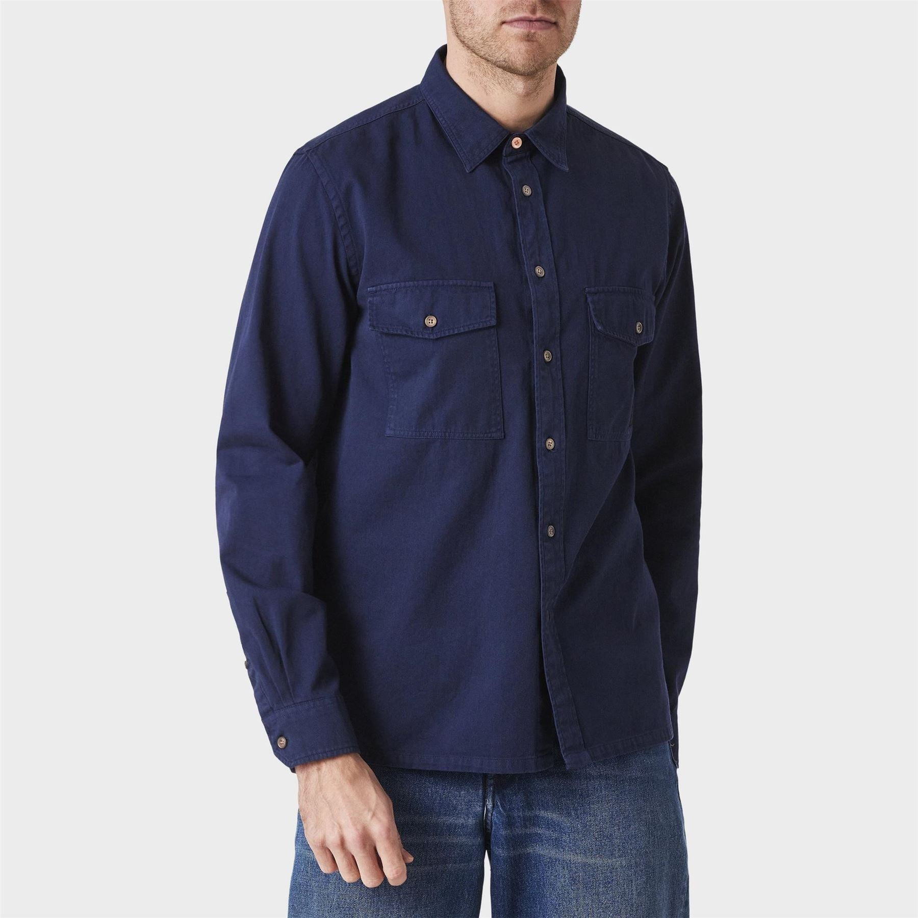 PS Paul Smith Solid Patterned Overshirt with Chest Pocket