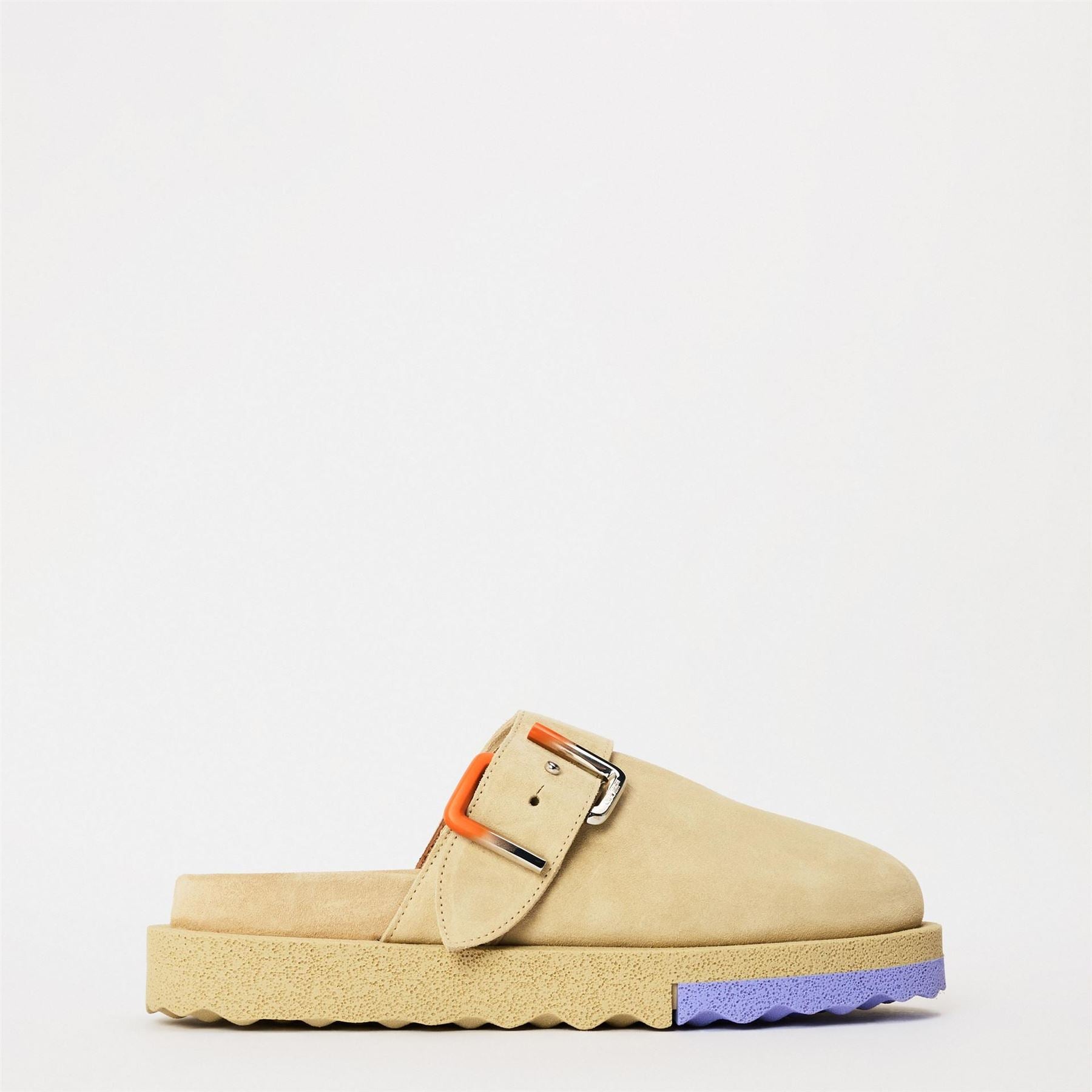 Off White Block Heel Closed Toe Shuv Clogs