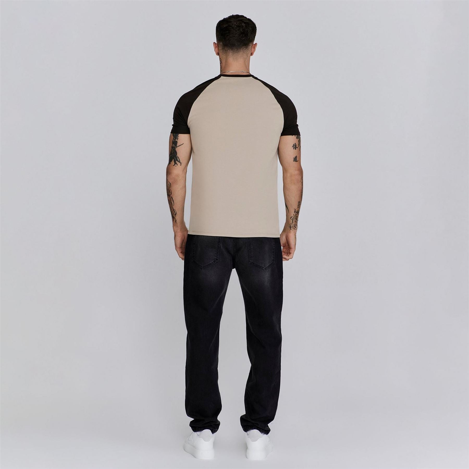 SikSilk Raglan Regular Fit Crew Neck T-Shirt