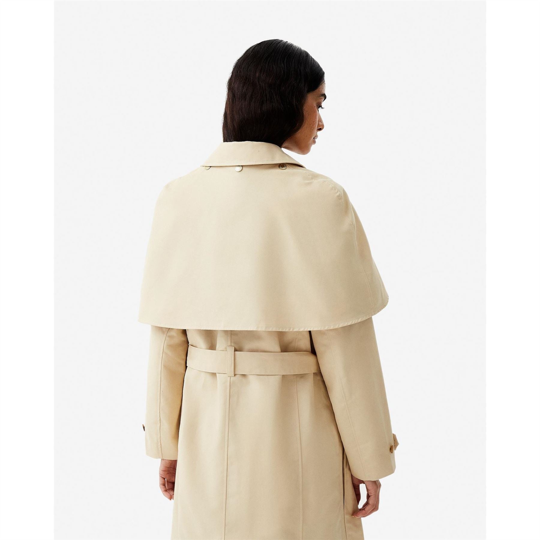 Hunter Keltie Water Resistant Cotton Detachable Cape Trench Coat