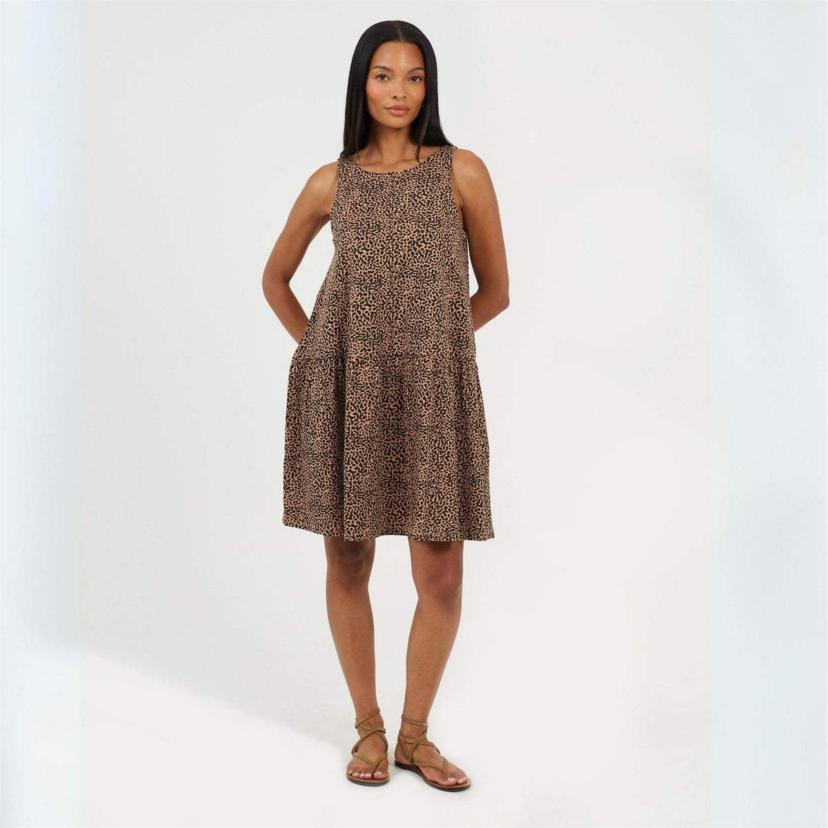 Brave Soul V-Neck Sleeveless Mini Tiered Dress