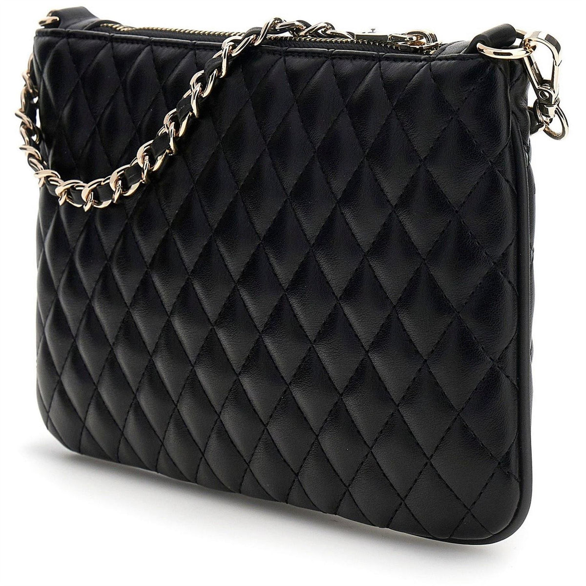 Guess Quilt Wallet on Chain with Gold Tone Hardware