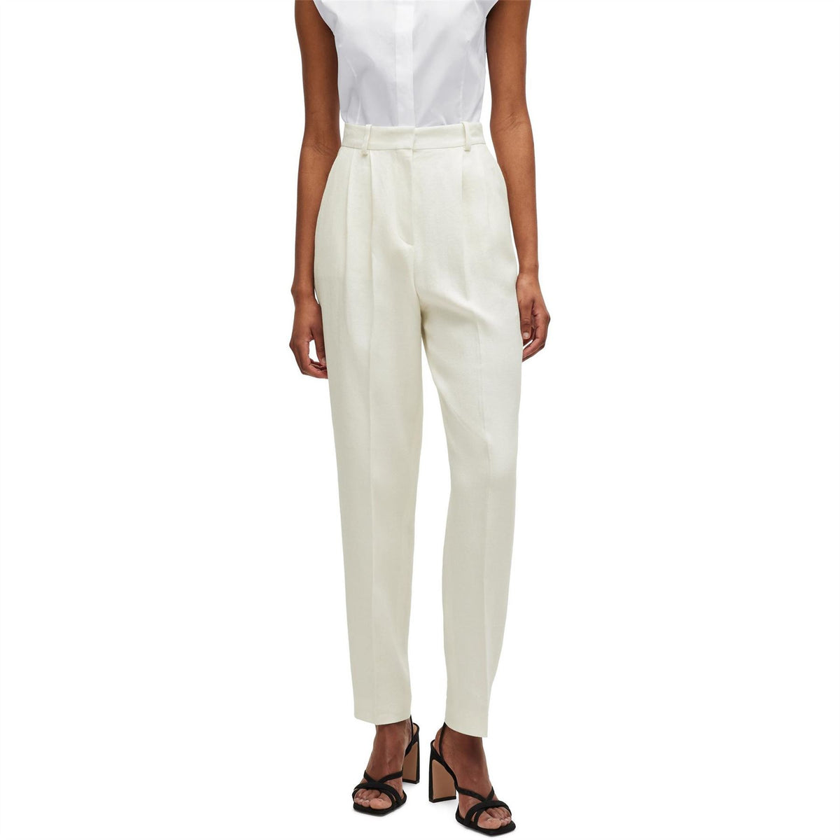 Boss Solid Patterned Straight Leg Trousers