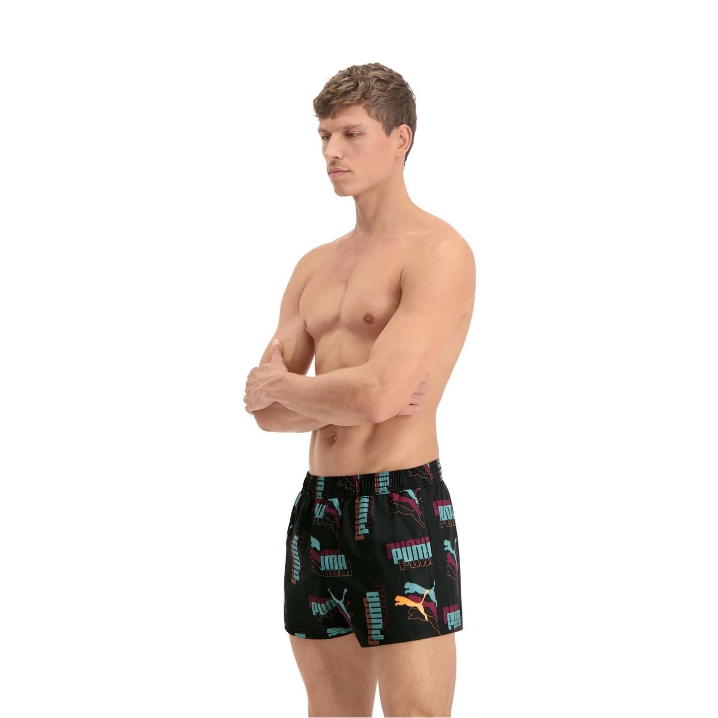 Puma All Over Logo Print Swim Shorts