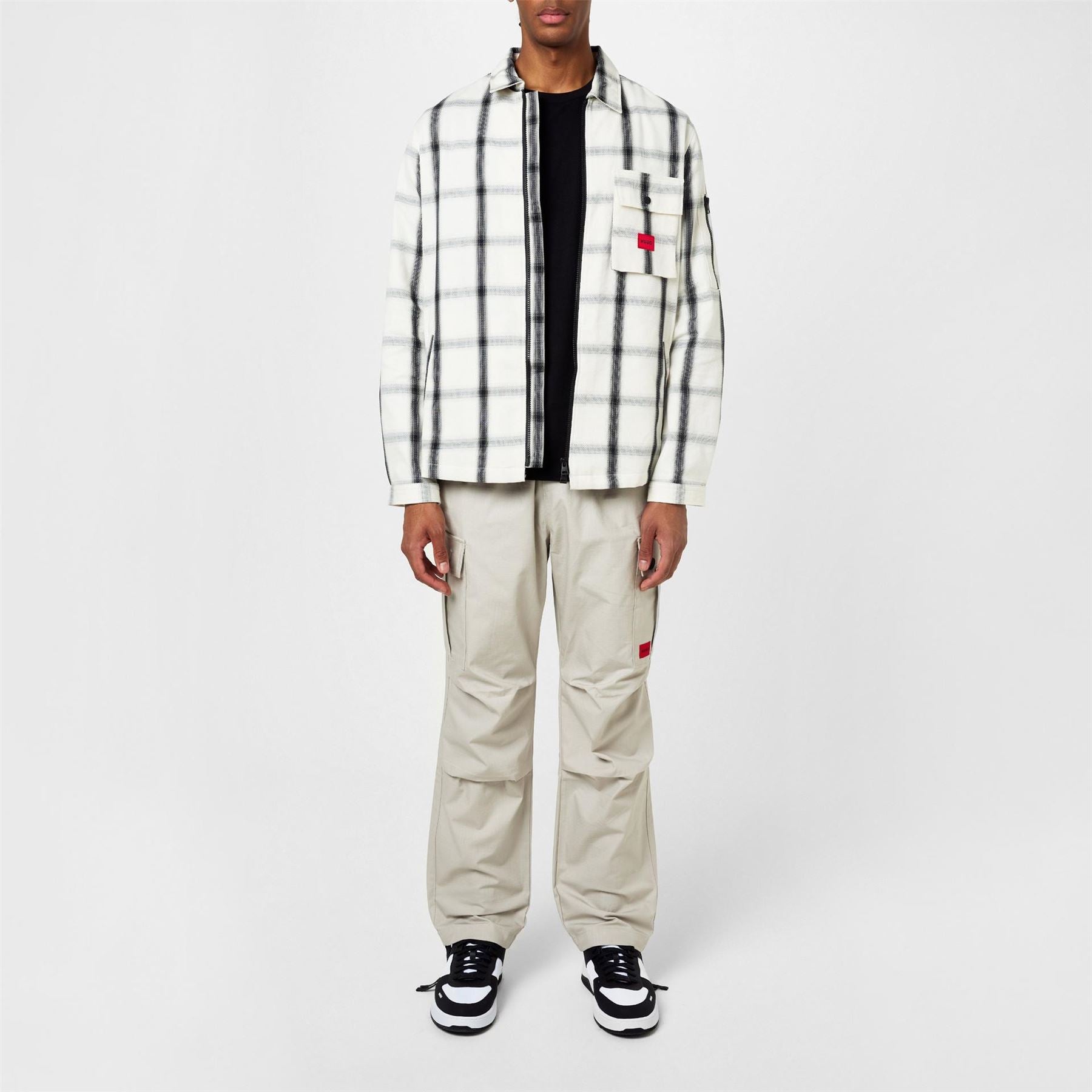 Hugo HUGO Emmond Cotton Long Sleeve Zip Overshirt   Contemporary Design with Logo Detail