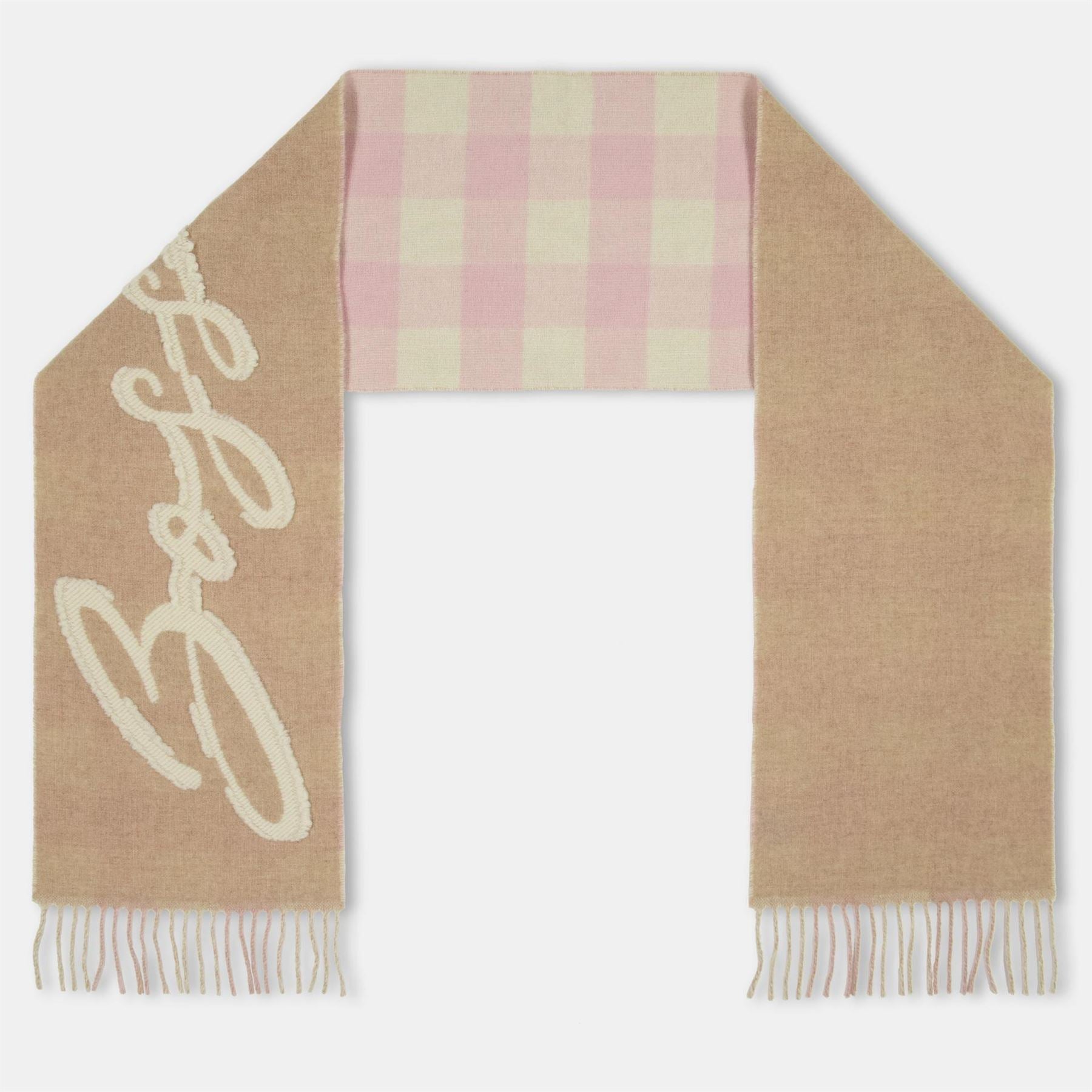 Boss Gingham Oblong Scarf with Logo