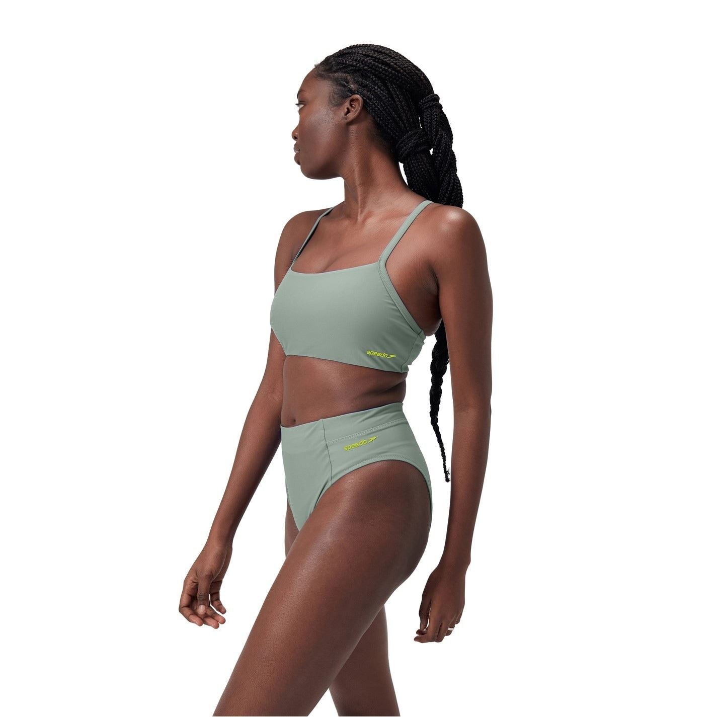 Speedo High Leg Mid Waist Bikini Bottom