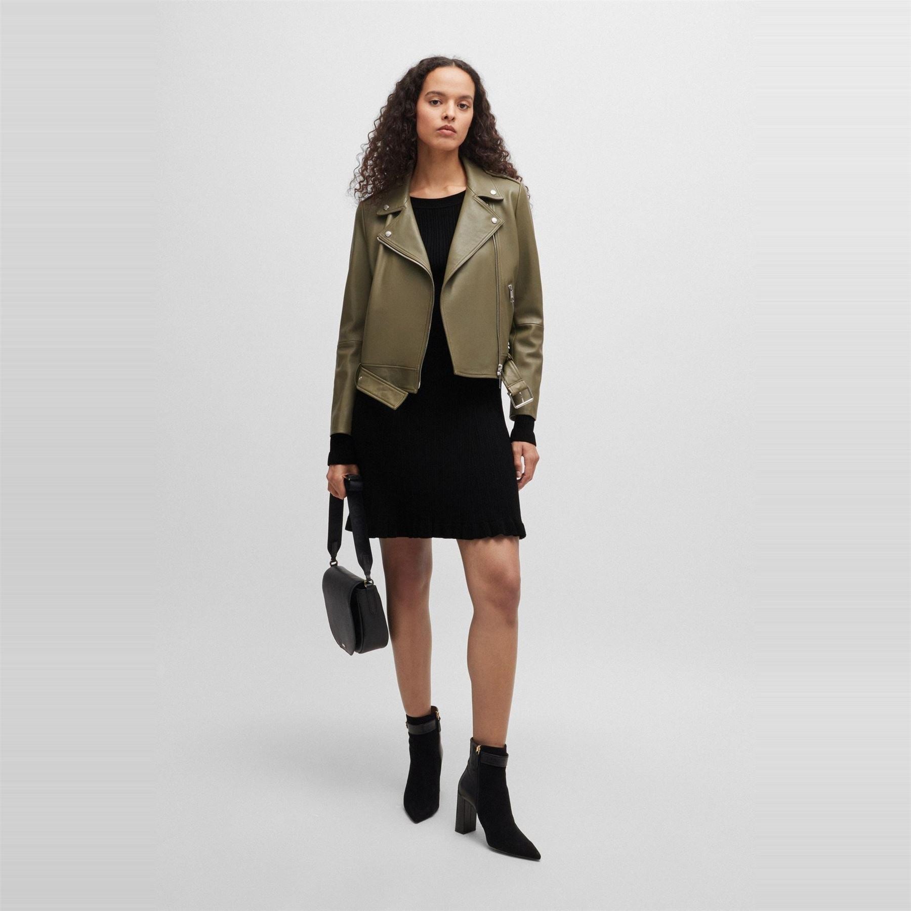 Boss Crew Neck Long Sleeve Knee Length Sweater Dress
