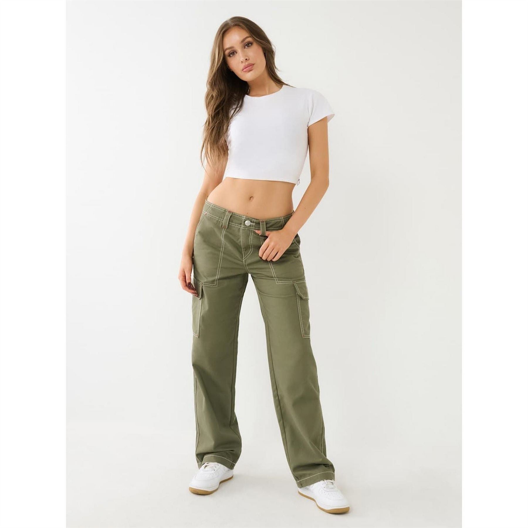 True Religion Military Oversized Wide Leg Cargo Trousers