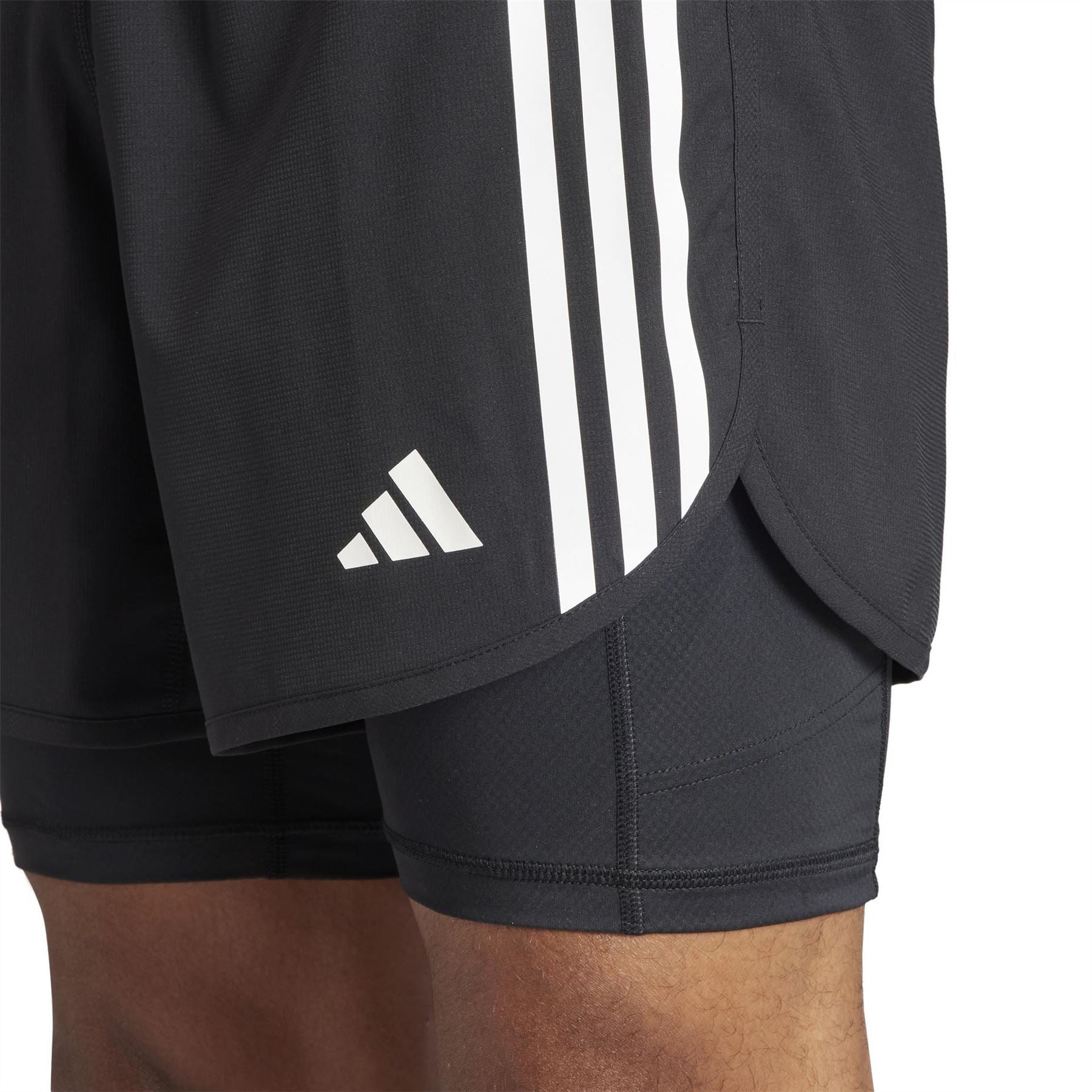 adidas Own The Run 3 Stripes 2 in 1 Running Road Shorts