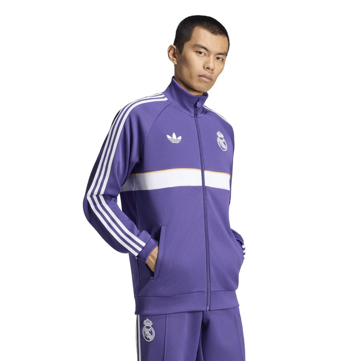 adidas Og Real Madrid Long Sleeve Funnel Neck Tracksuit Top