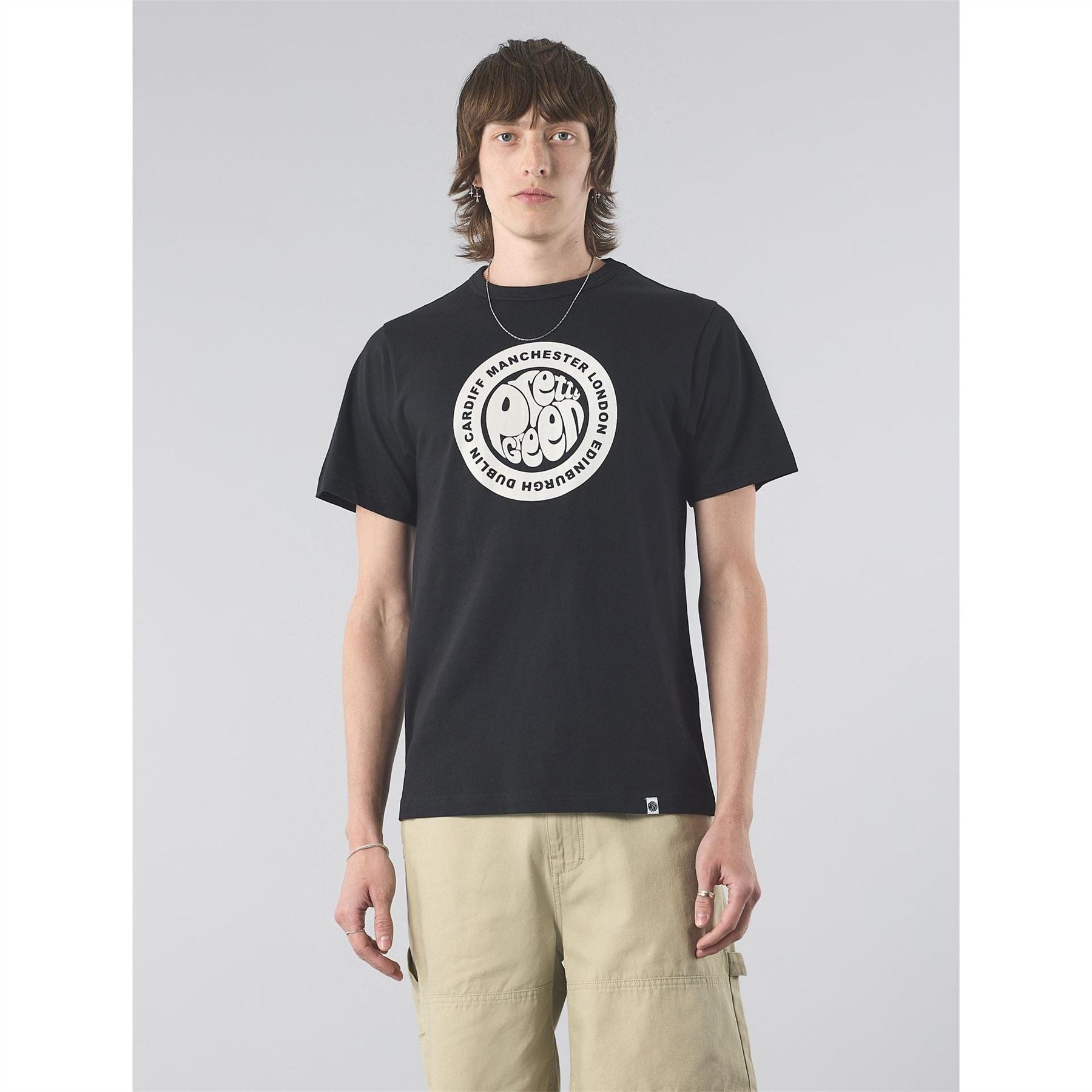 Pretty Green Tour Logo Print Regular Fit Crew Neck T-Shirt