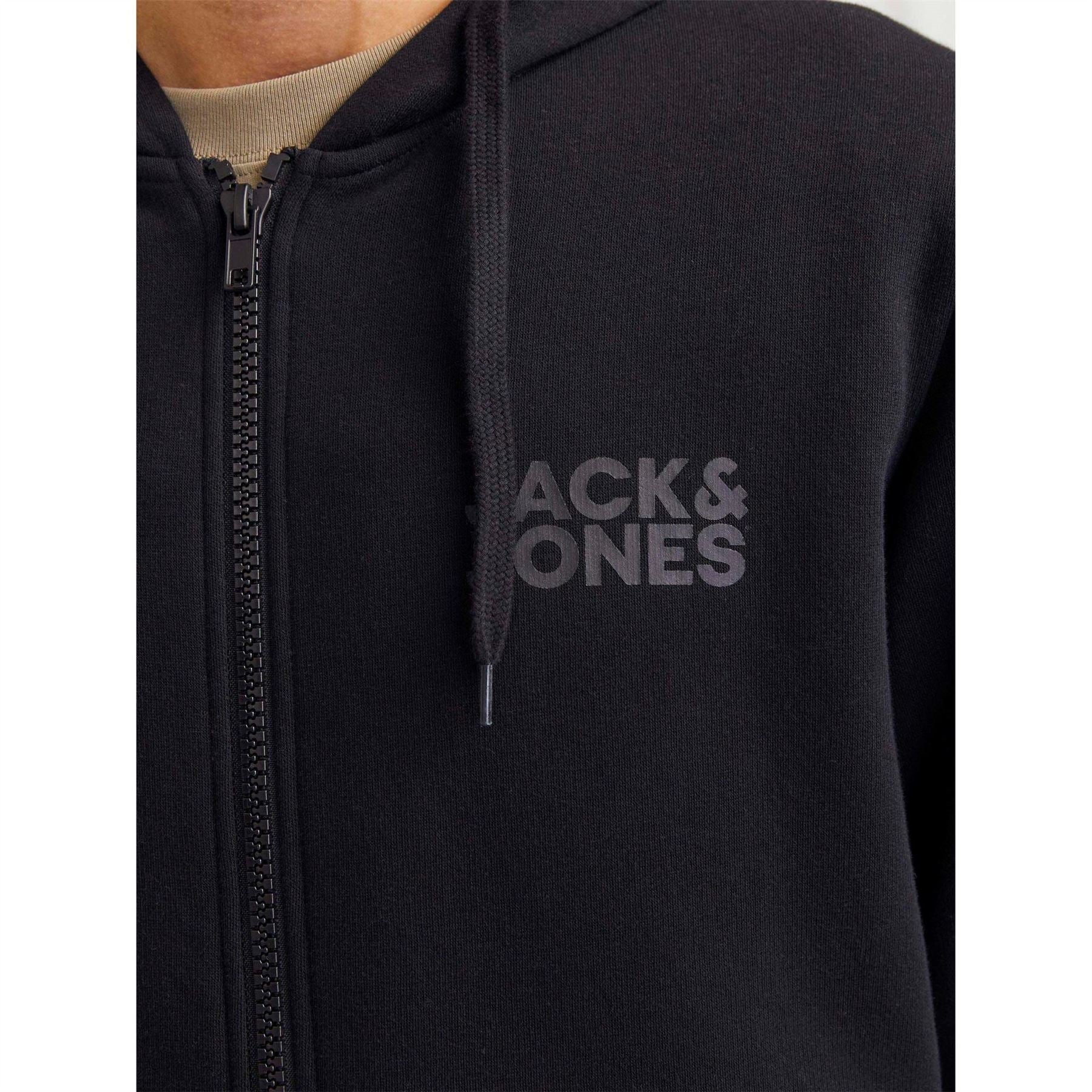 Jack and Jones Mens Corp Logo Sweat Zip Hood