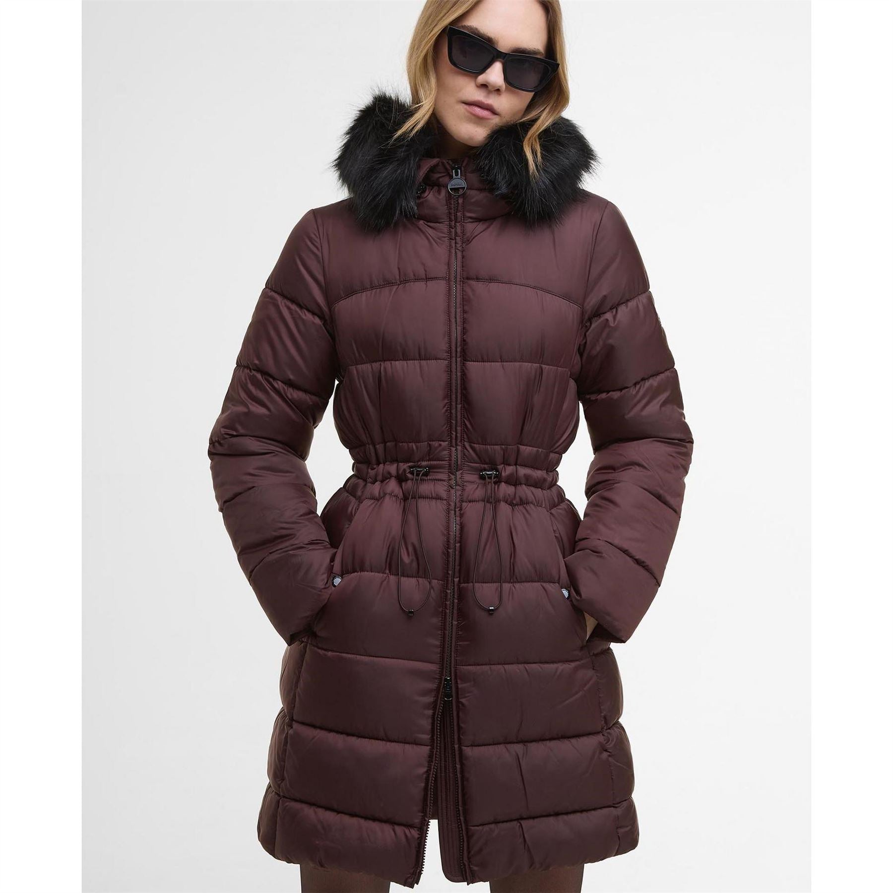 Barbour International Anastasia Detachable Hood Slim Fit Medium Puffer Jacket