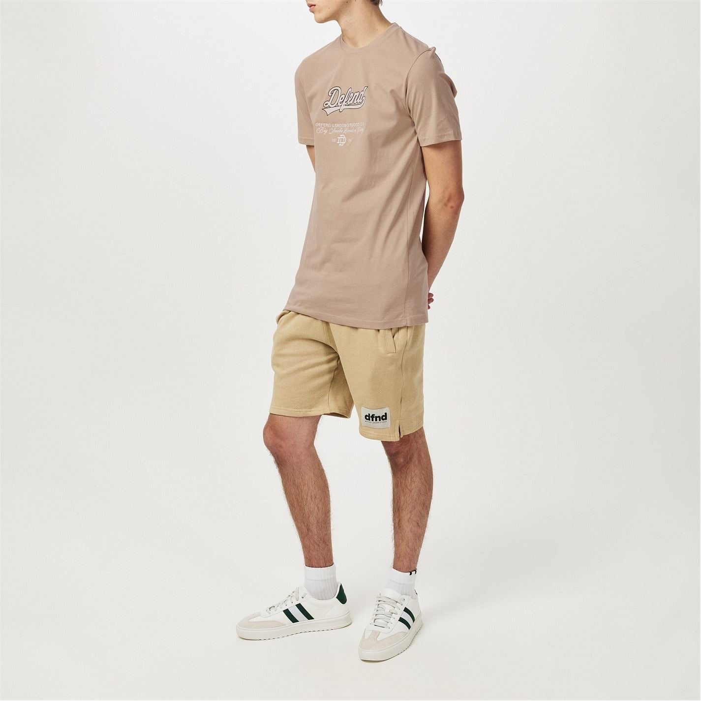 DFND London Lettering Crew Neck Short Sleeve T-Shirt and Short Set