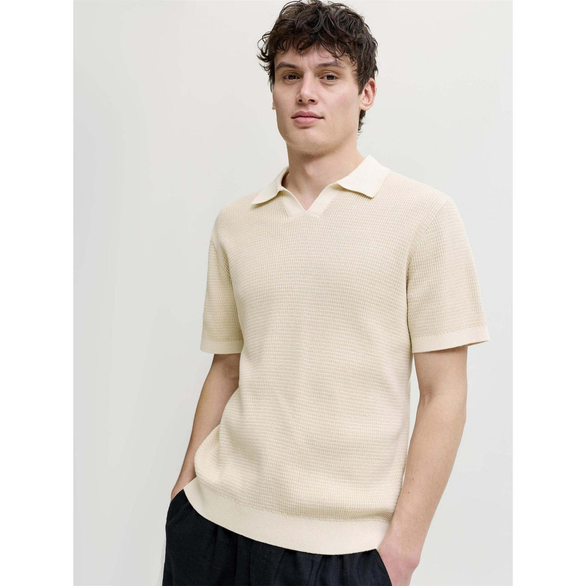 Jack and Jones Jprblahudson Knit Split Short Sleeve Cotton T-Shirt