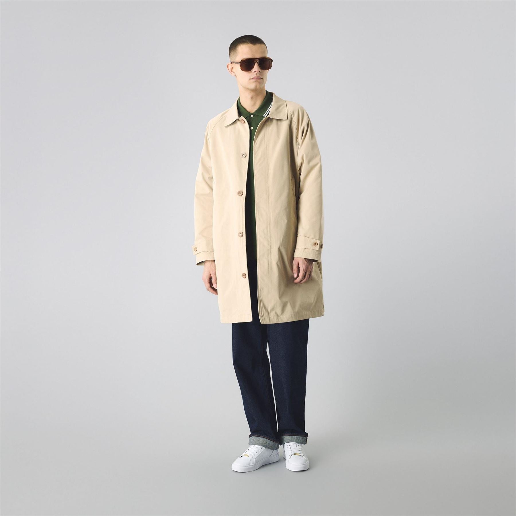 Pretty Green Concealed Buttons Plaquette Mac Coat