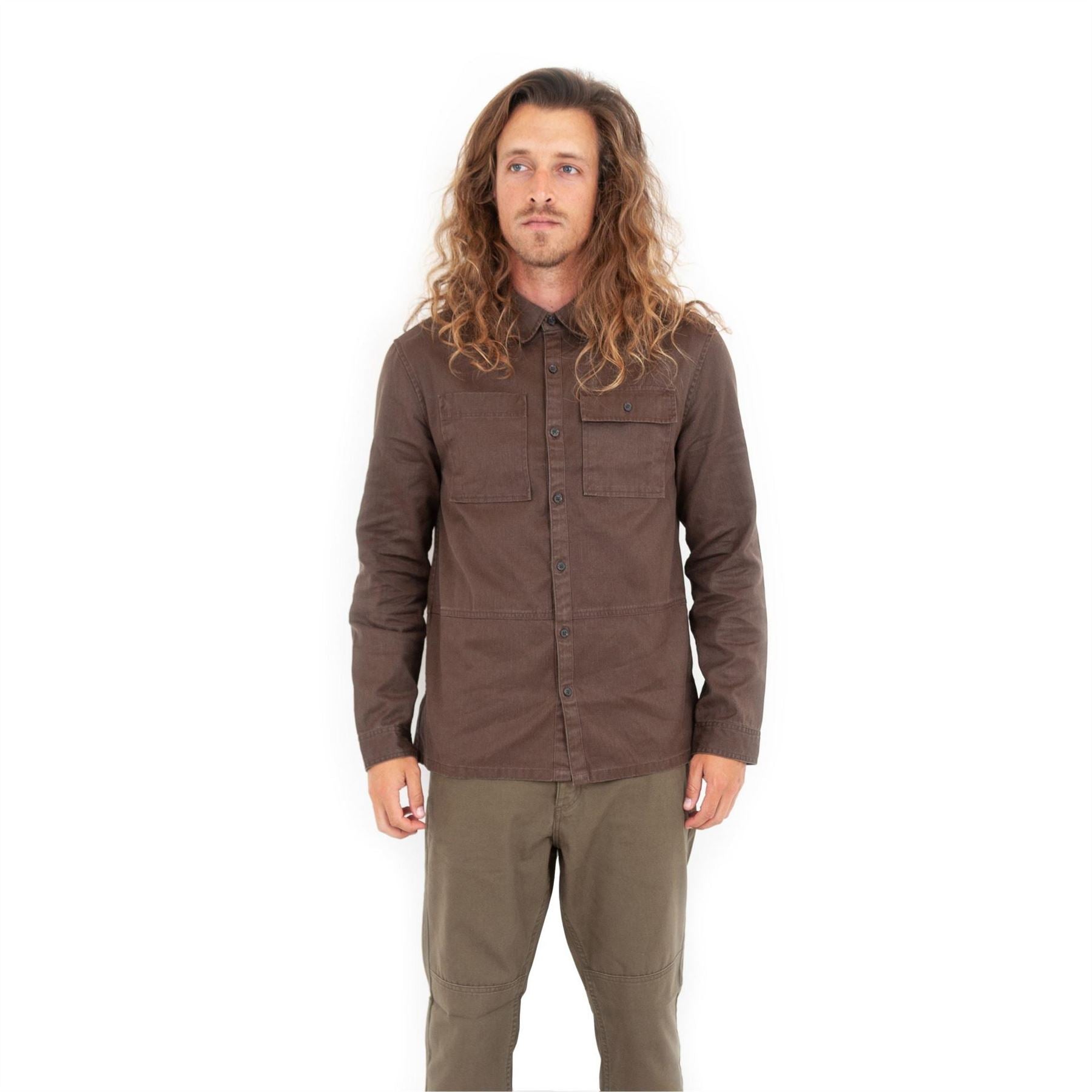 Roamers and Seekers Redwood Collared Neck Long Sleeve Shirt