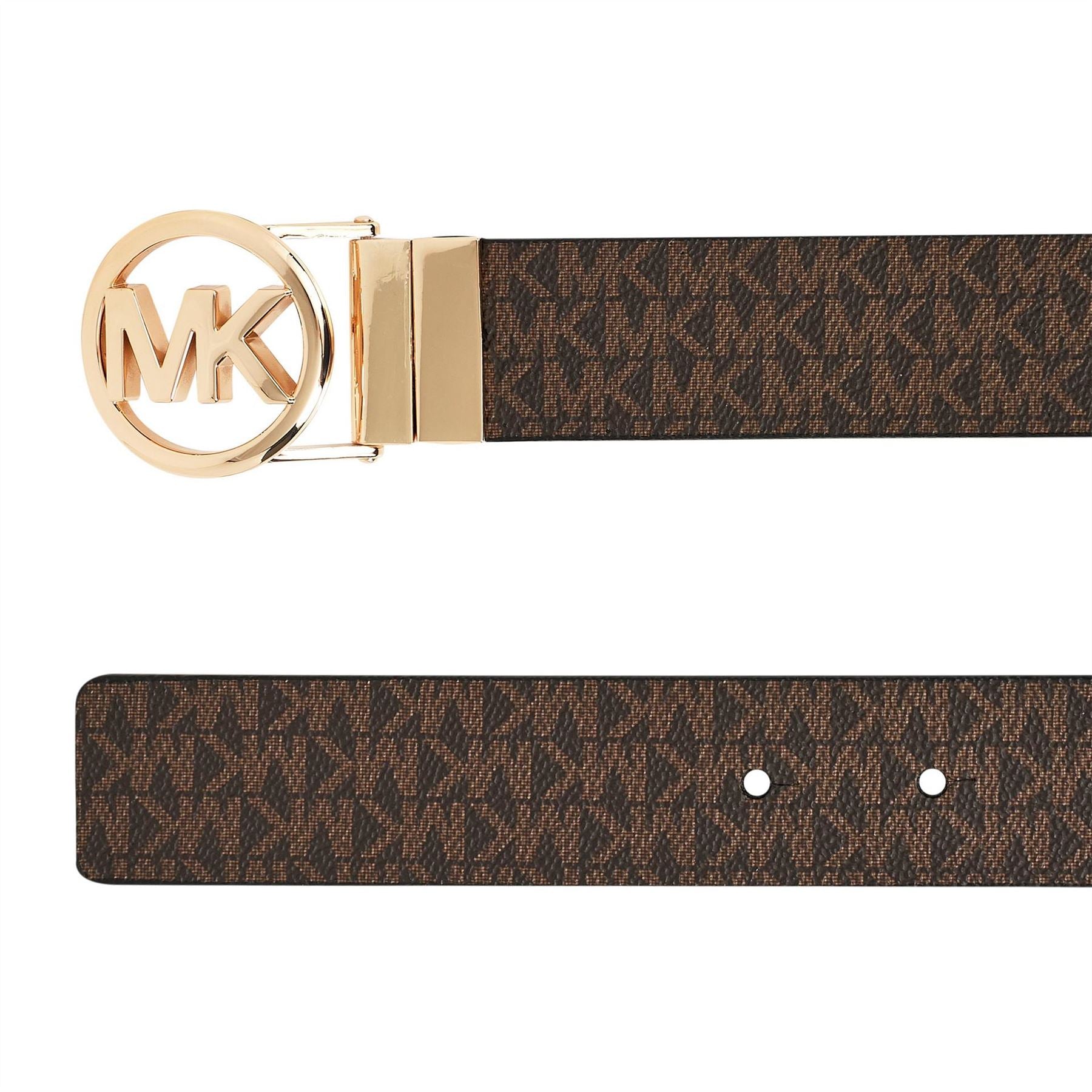 MICHAEL Michael Kors Round Logo Reversible Leather Belt