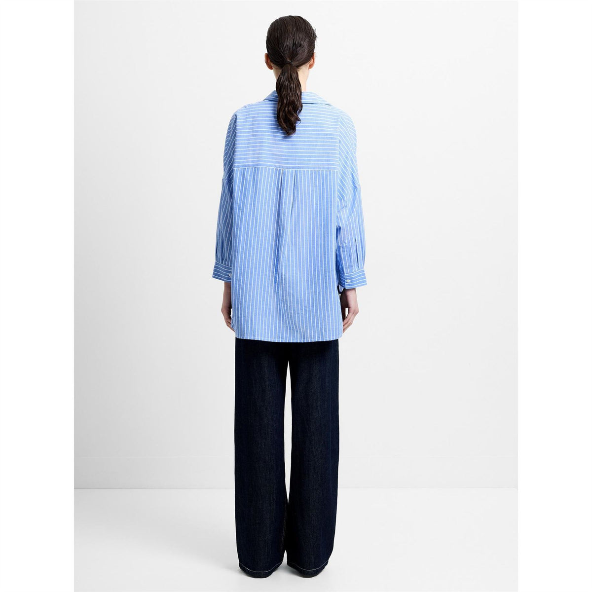 French Connection Rhodes Pop Cotton Long Sleeve Oversized Fit Blouse