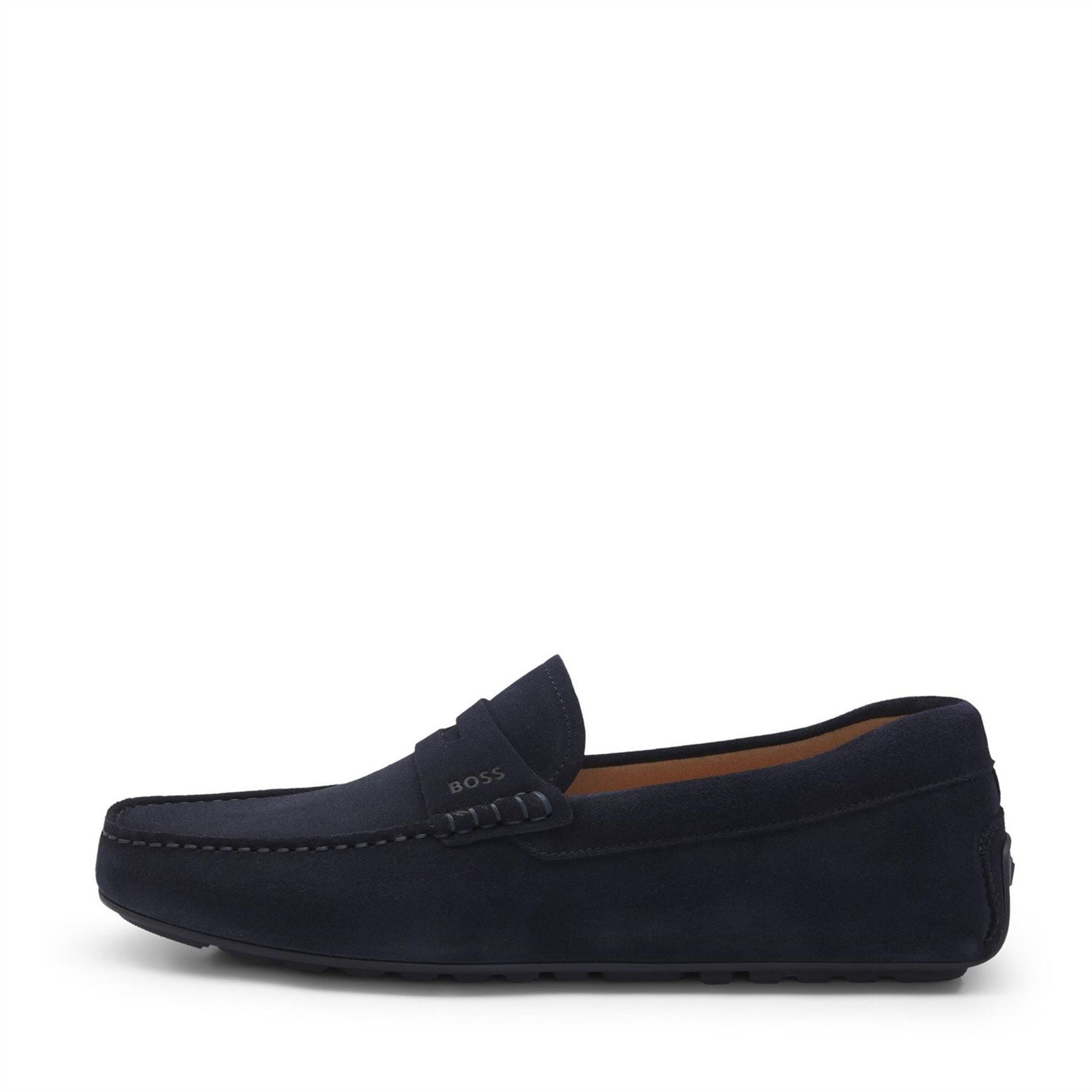 Boss Black Suede Loafers With Debossed Logo Detail