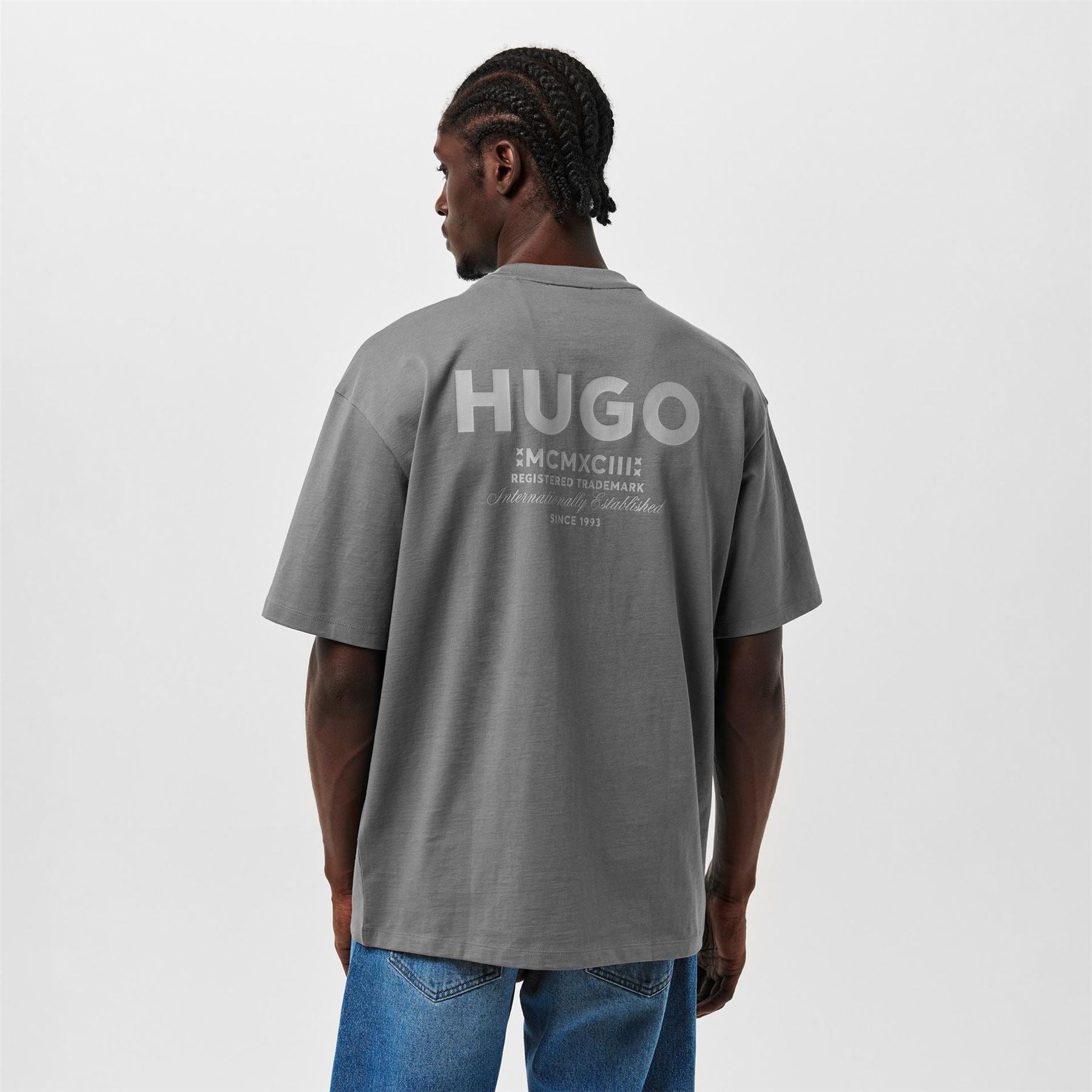 Hugo HUGO Printed Logo Back T Shirt with MCMXCIII text   Regular Fit