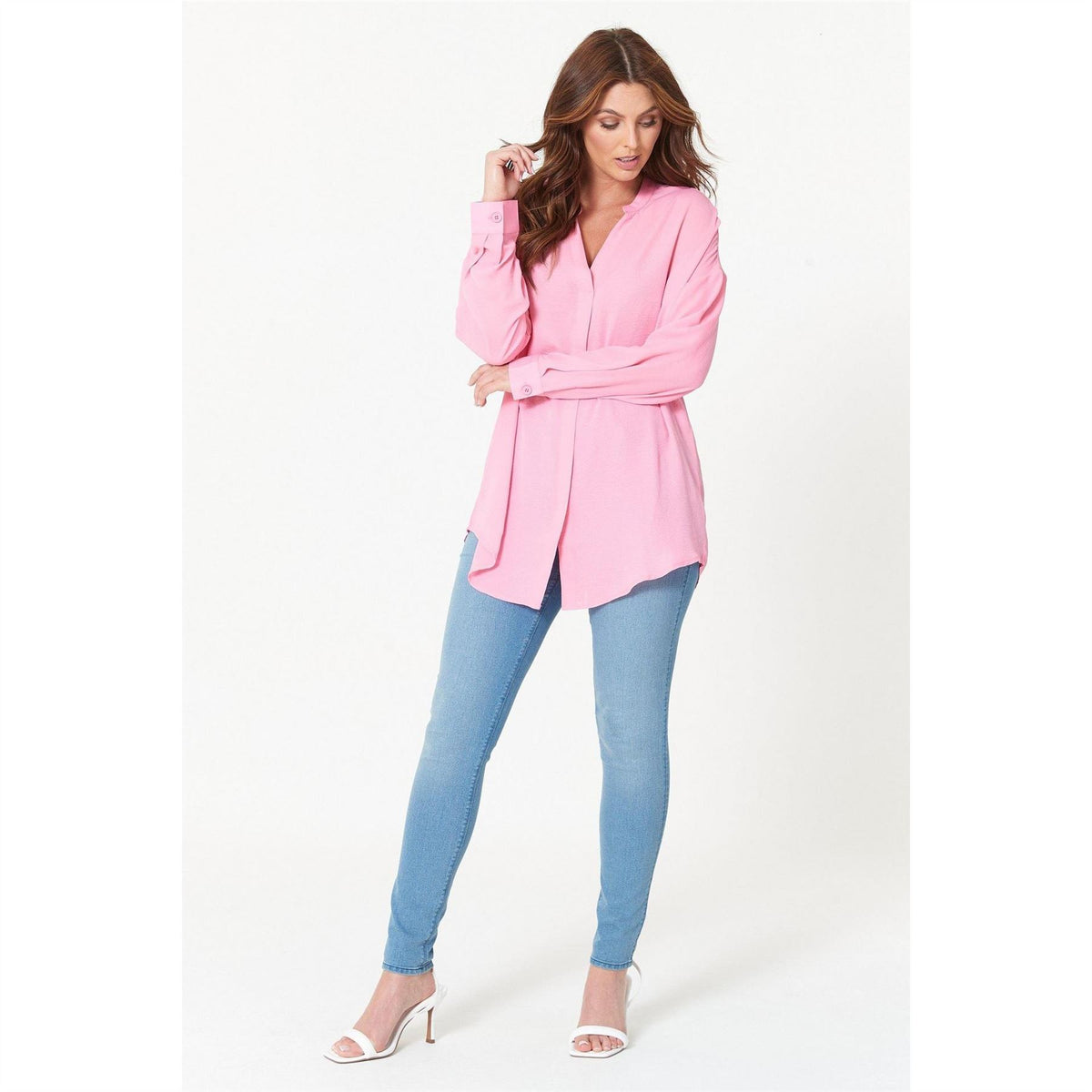 Be You Relaxed Fit V Neck Long Sleeve Blouse