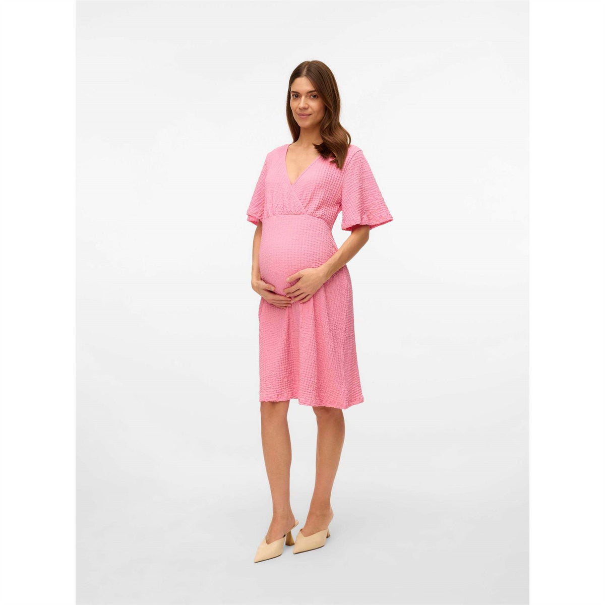 Mamalicious Tess V-Neck Short Sleeve Knee Length Dress