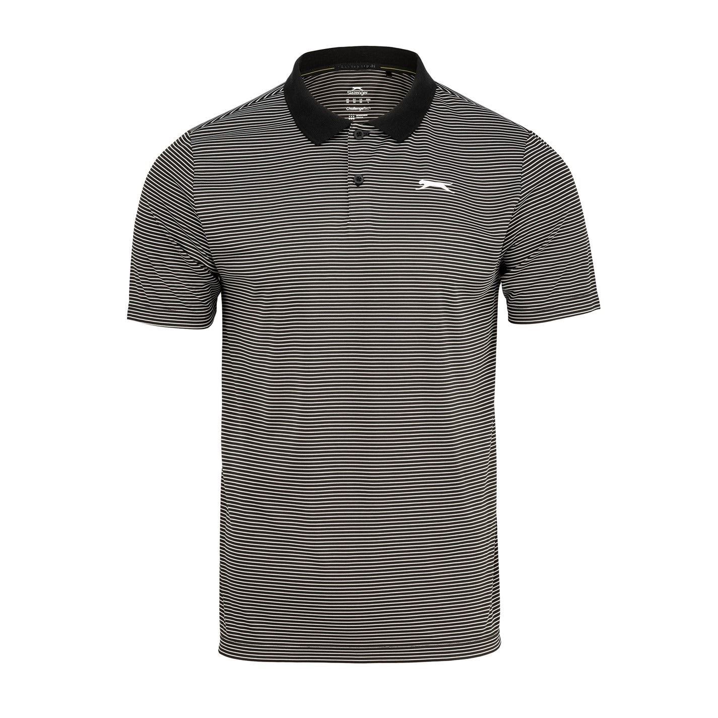 Slazenger Mens Micro Stripe Golf Polo Shirt Black Size Options