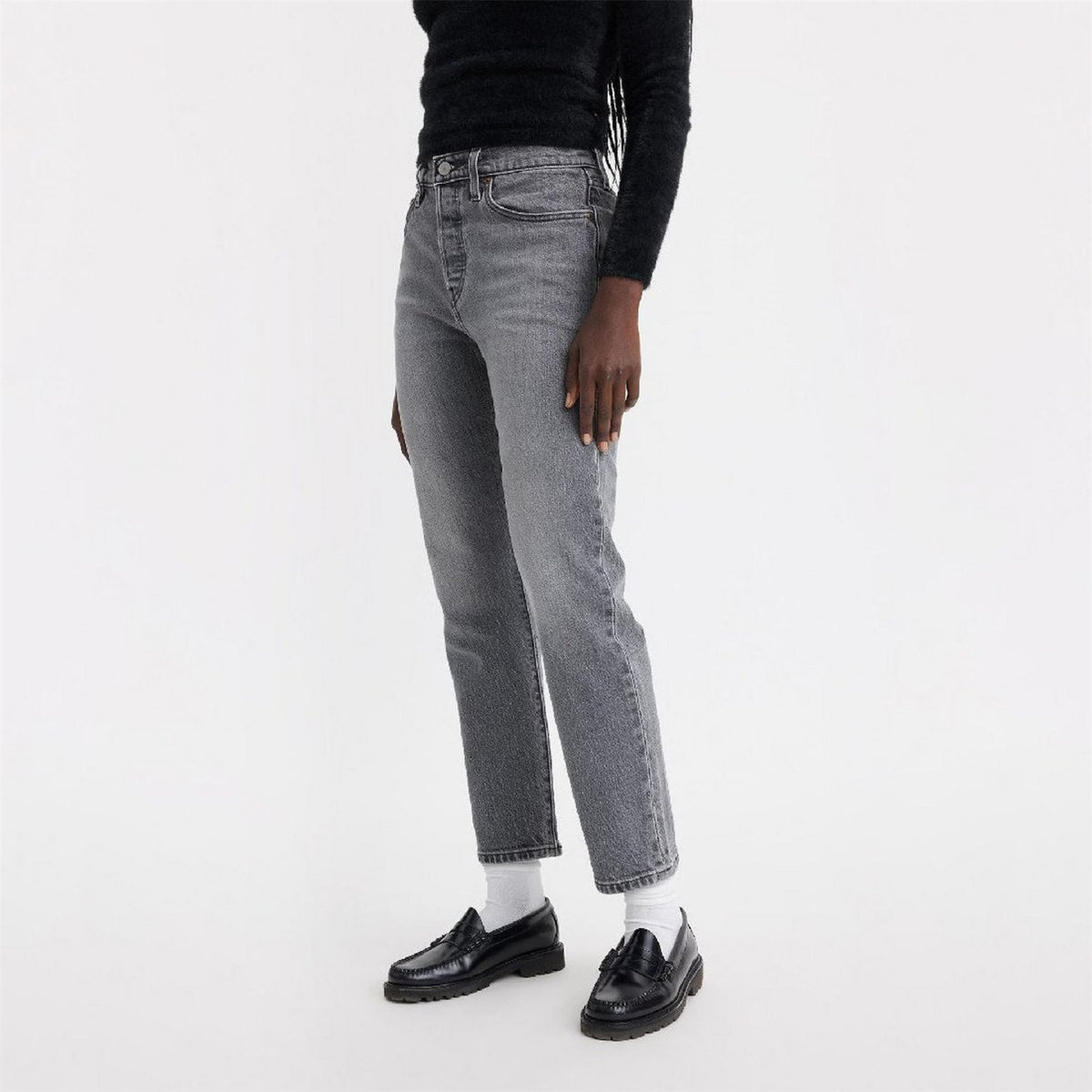 Levis 501 Cropped Mid Rise Cotton Straight Leg Jeans