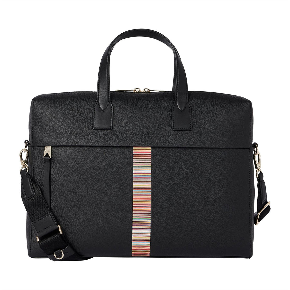 Paul Smith Striped Patterned Rectangle Briefcase with Gold Tone Hardware