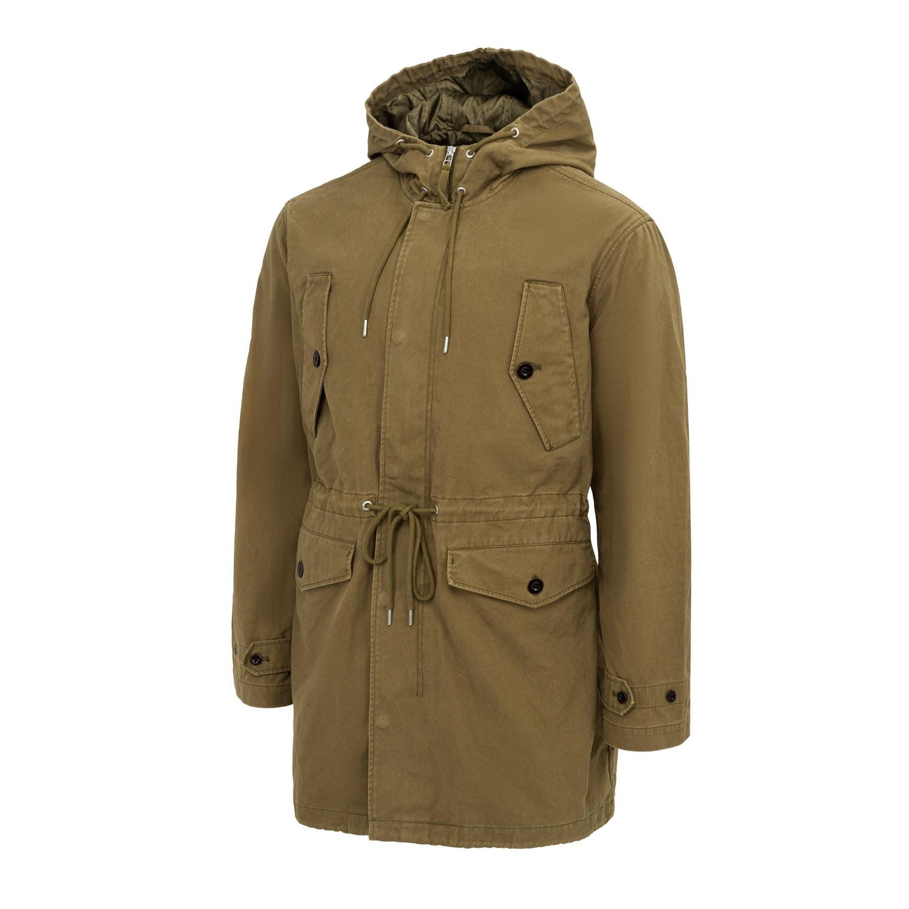 Pretty Green Pg Cassette Cotton Hooded 4 Pocket Full Zip Parka