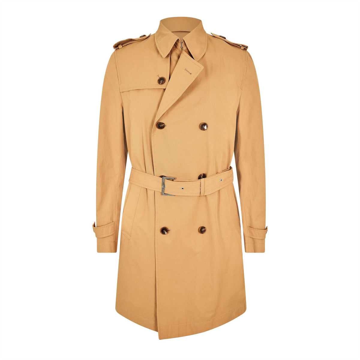 Boss Hyde Solid Patterned Flap Pocket Over Coat