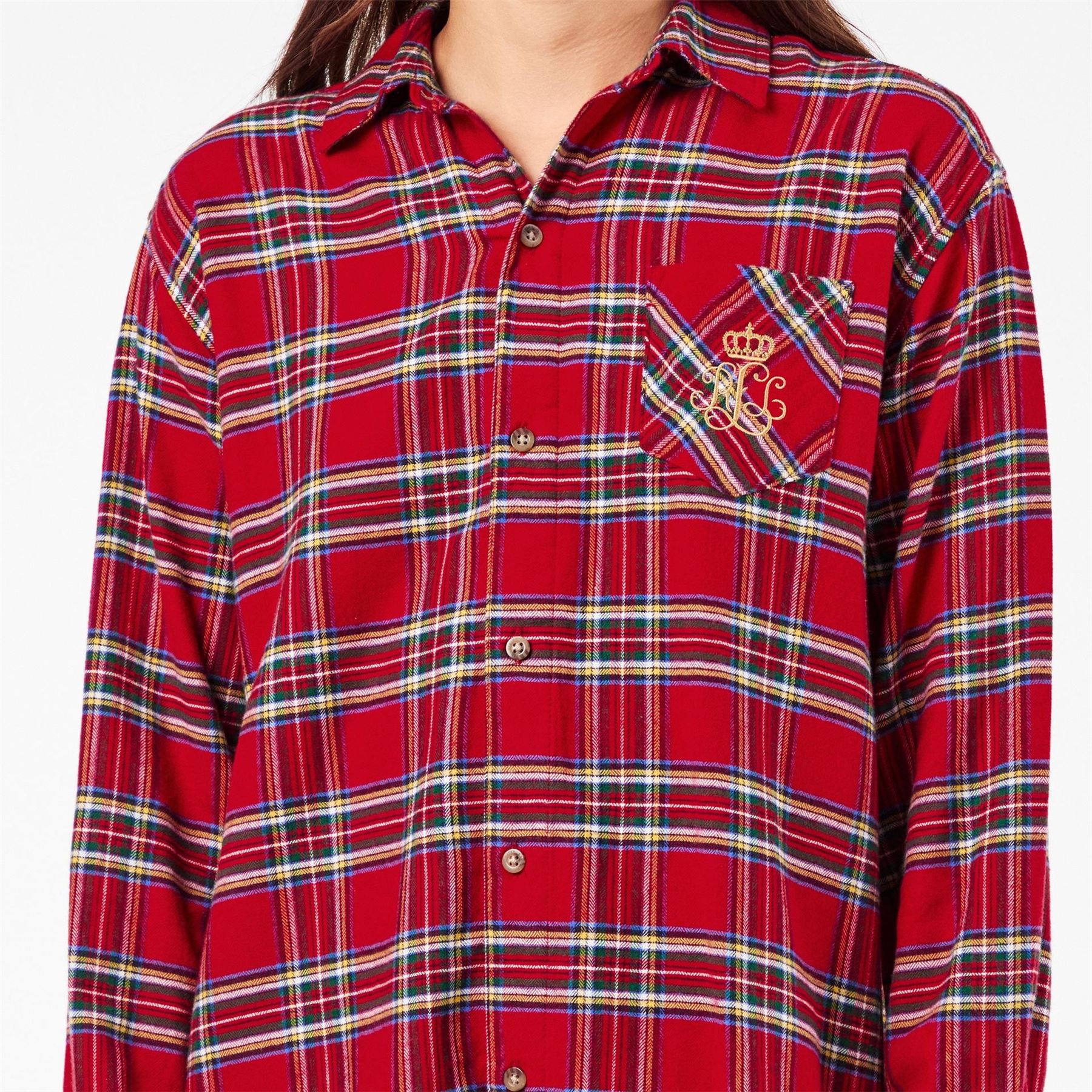 Lauren by Ralph Lauren Collared Neck Long Sleeve Nighty