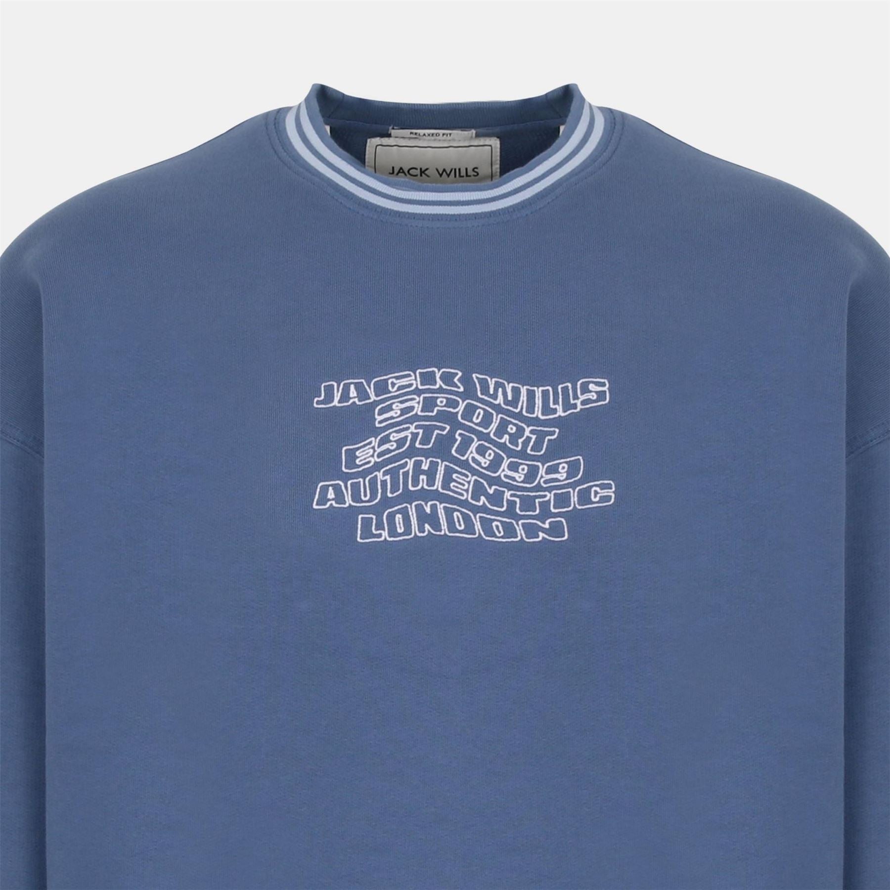 Jack Wills Tipped Graphic Cotton Long Sleeve Oversized Fit Crew Sweatshirt